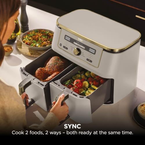 Ninja MAX Dual Zone Digital Air Fryer, 9.5L, Stone Gold DZ400UKSTGD - Image 4