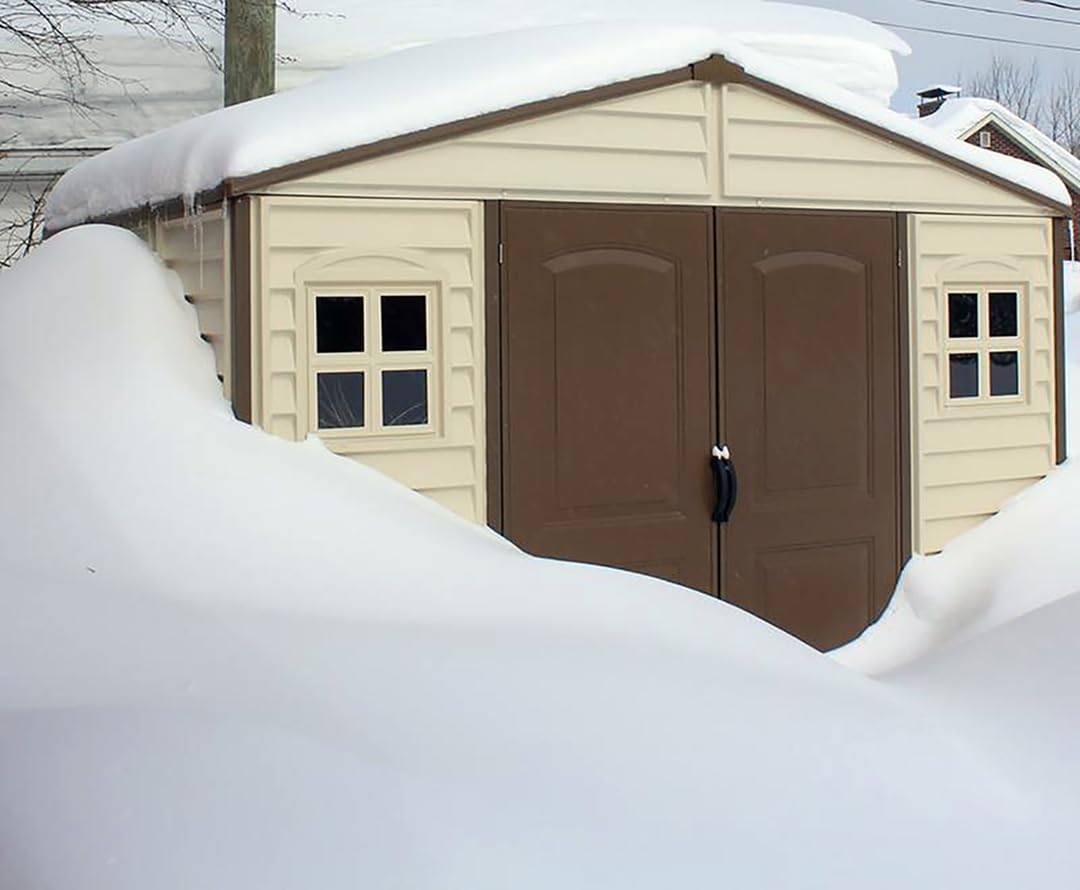 10 x 8 ft Outdoor Plastic Garden Storage Shed with Double Doors, Windows & Metal Foundation Kit - Image 2