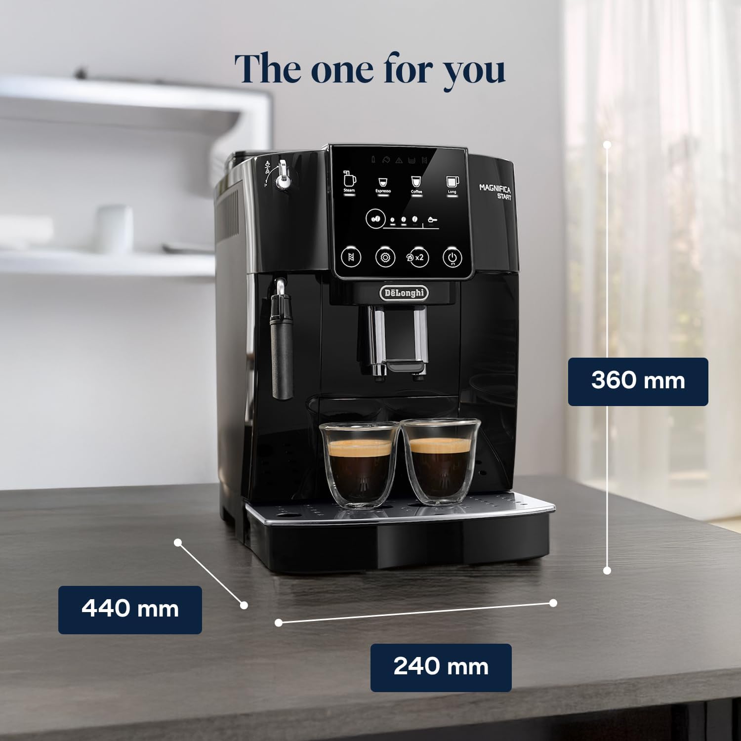 De'Longhi Magnifica ECAM222.20.B, Automatic Coffee Machine with Milk Nozzle, Bean to Cup Espresso Machine with 4 One-Touch Recipes, Soft-Touch Control Panel, 1450W, Black - Image 7