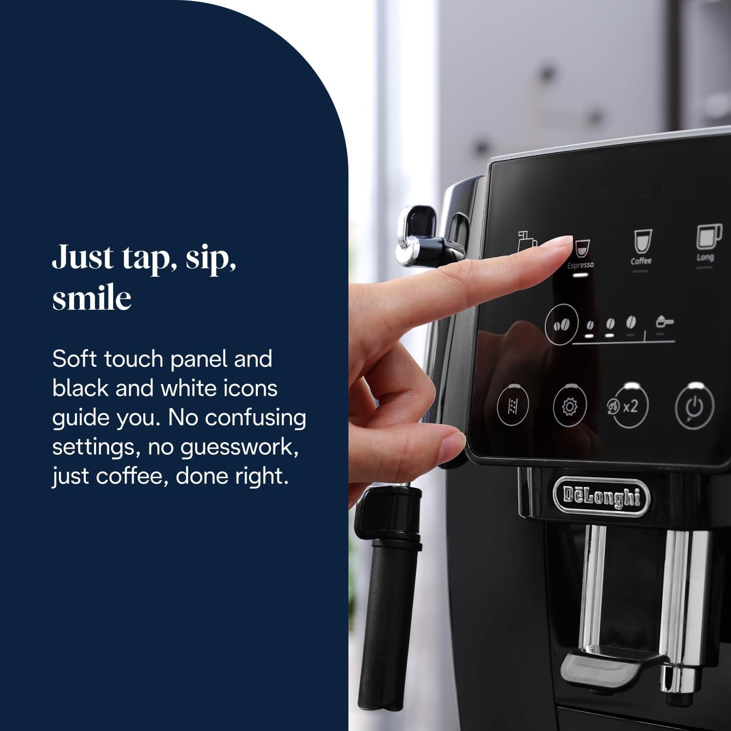 De'Longhi Magnifica ECAM222.20.B, Automatic Coffee Machine with Milk Nozzle, Bean to Cup Espresso Machine with 4 One-Touch Recipes, Soft-Touch Control Panel, 1450W, Black - Image 5