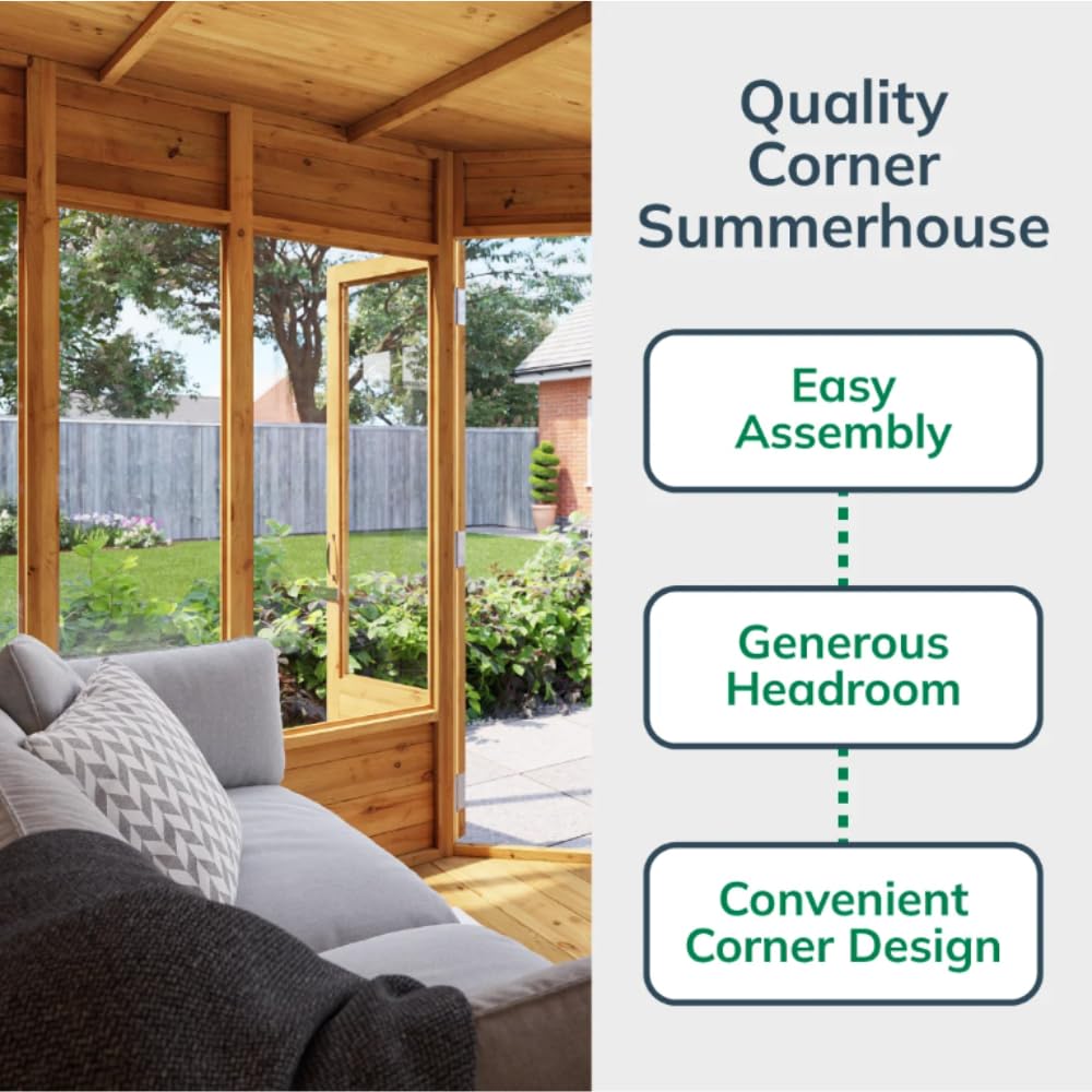 BillyOh Corner Summerhouse Log Cabin 7 x 7 Garden Storage Shed Wooden Summer House Sheds Picton Summerhouses Pressure Treated Available (Spray - Image 4