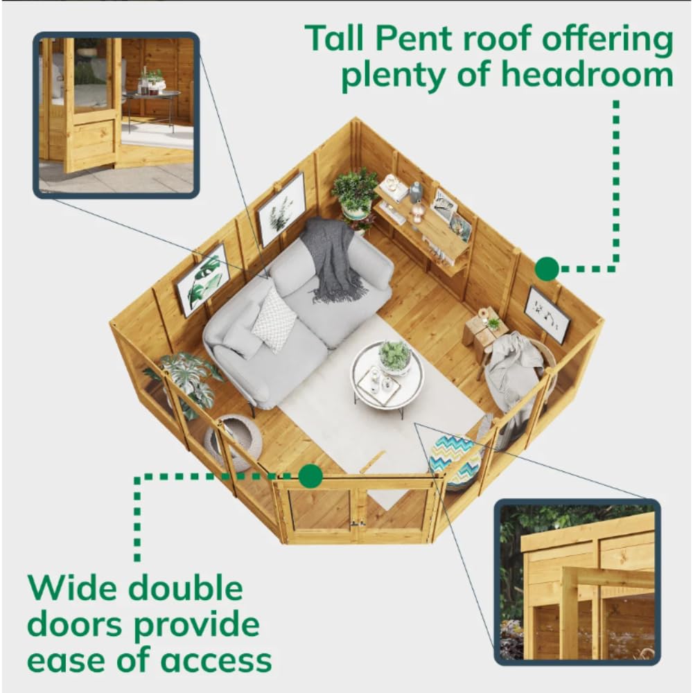 BillyOh Corner Summerhouse Log Cabin 7 x 7 Garden Storage Shed Wooden Summer House Sheds Picton Summerhouses Pressure Treated Available (Spray - Image 3