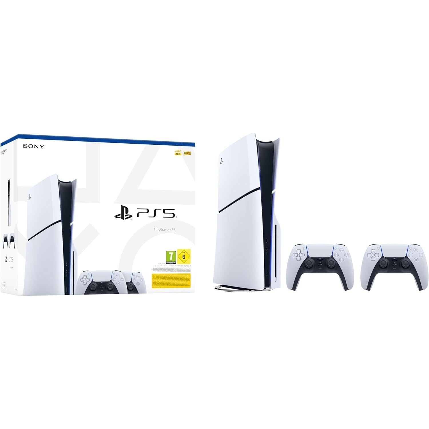 PlayStation 5 Slim Disc Console with Two DualSense Wireless Controllers - Image 2
