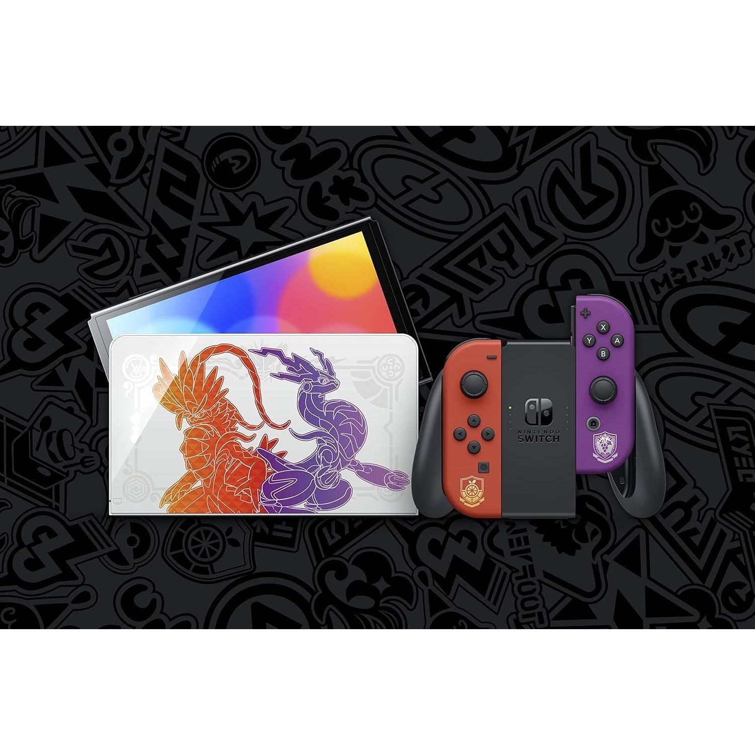 Switch Console, 64GB OLED Scarlet Violet + Red Purple Joy-Con - Image 2