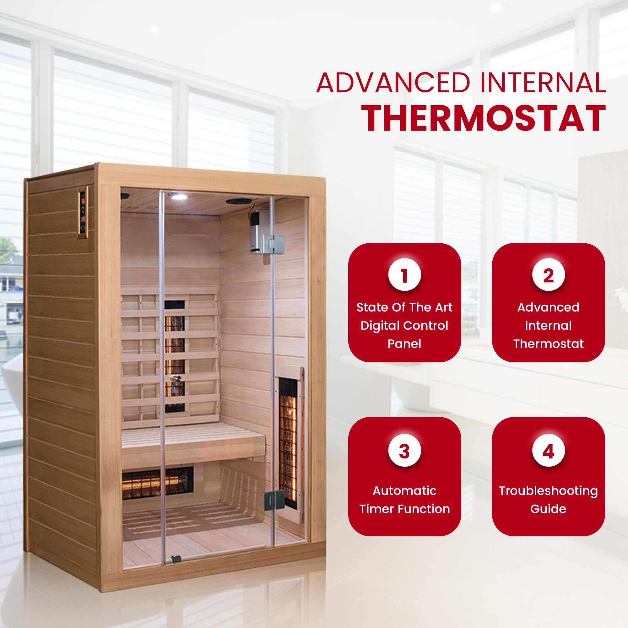 SaunaMed 2-6 Person Full Spectrum Infrared Indoor Sauna EMR NeutralTM 13A Plug & Play (2 Person) - Image 5