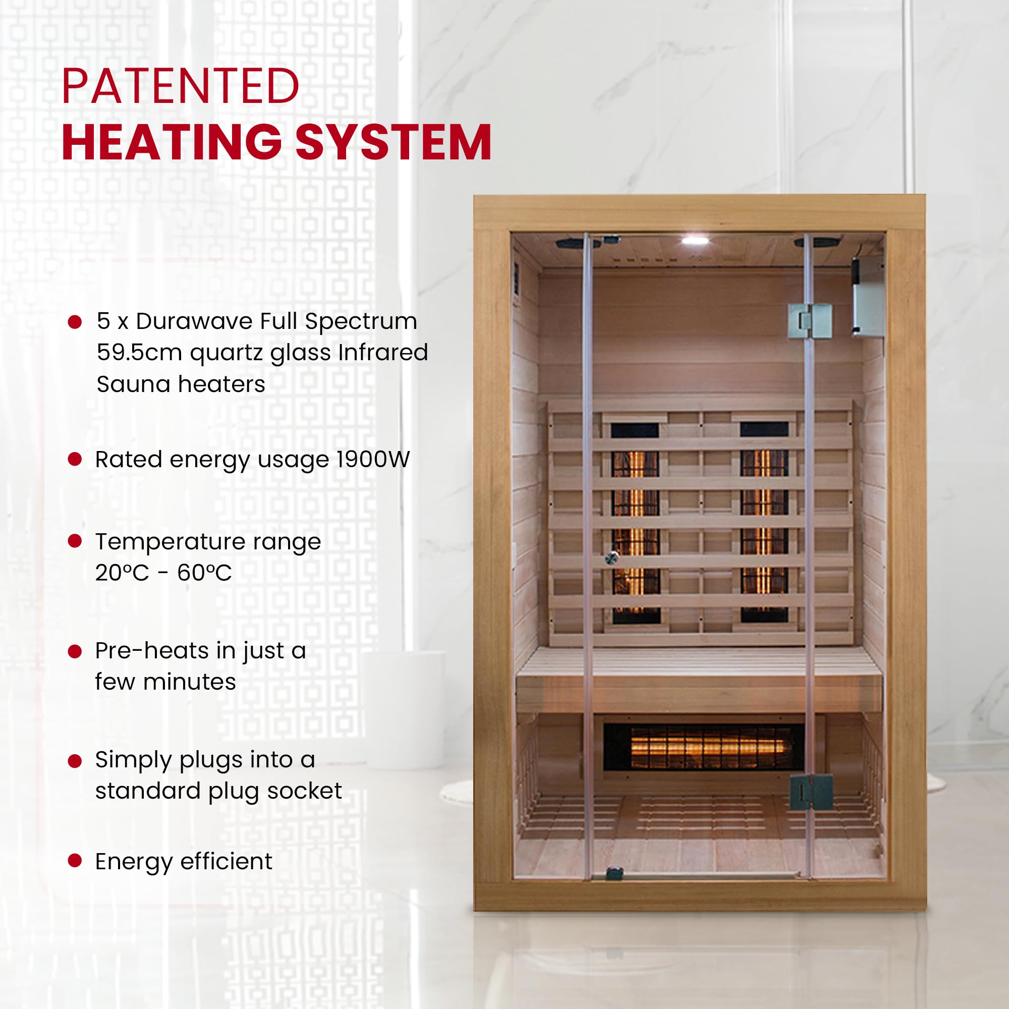 SaunaMed 2-6 Person Full Spectrum Infrared Indoor Sauna EMR NeutralTM 13A Plug & Play (2 Person) - Image 9