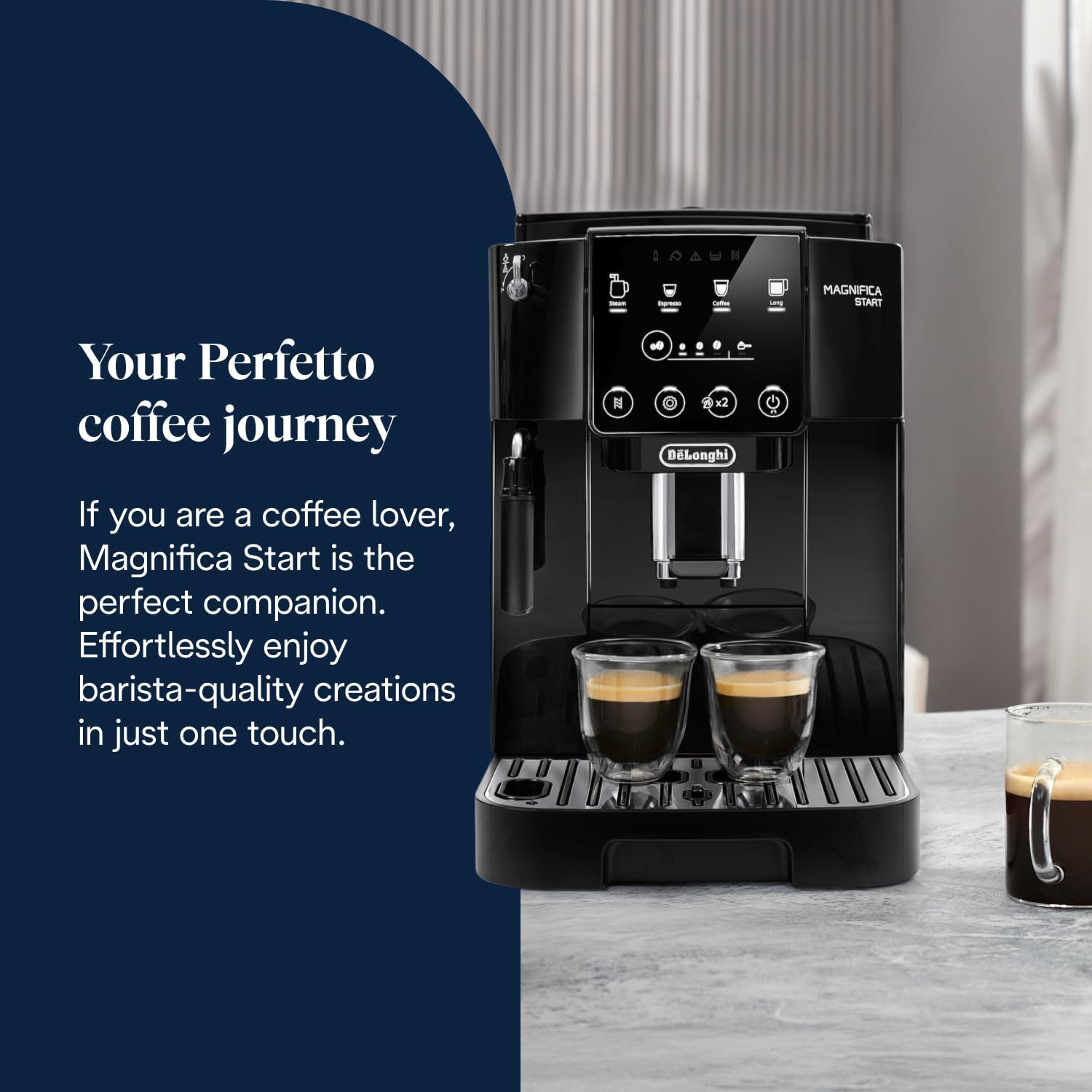 De'Longhi Magnifica ECAM222.20.B, Automatic Coffee Machine with Milk Nozzle, Bean to Cup Espresso Machine with 4 One-Touch Recipes, Soft-Touch Control Panel, 1450W, Black - Image 2