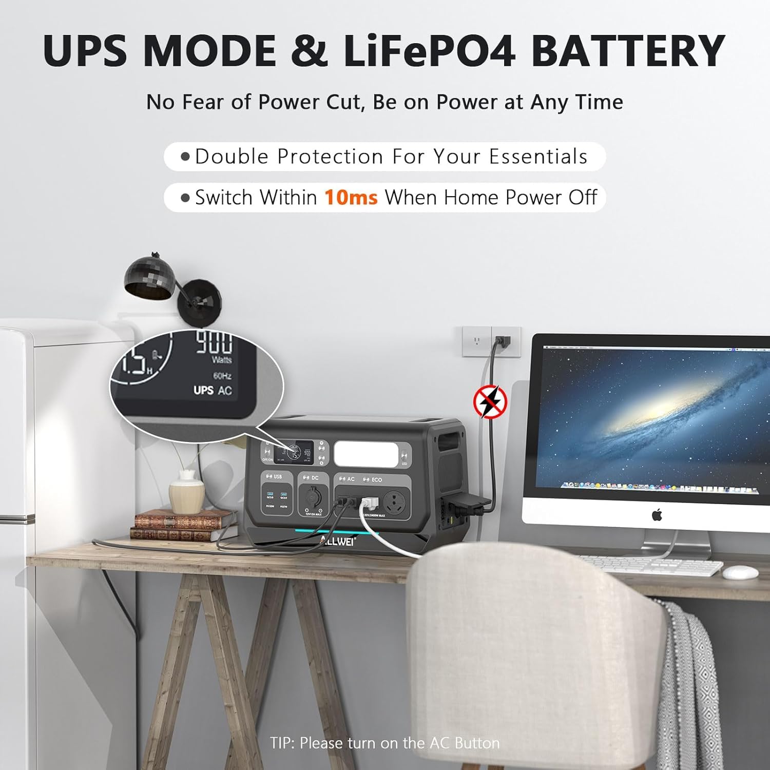 Power Station 2400W (Peak 4800W), 2048Wh LiFePO4 Solar Generator - Image 3