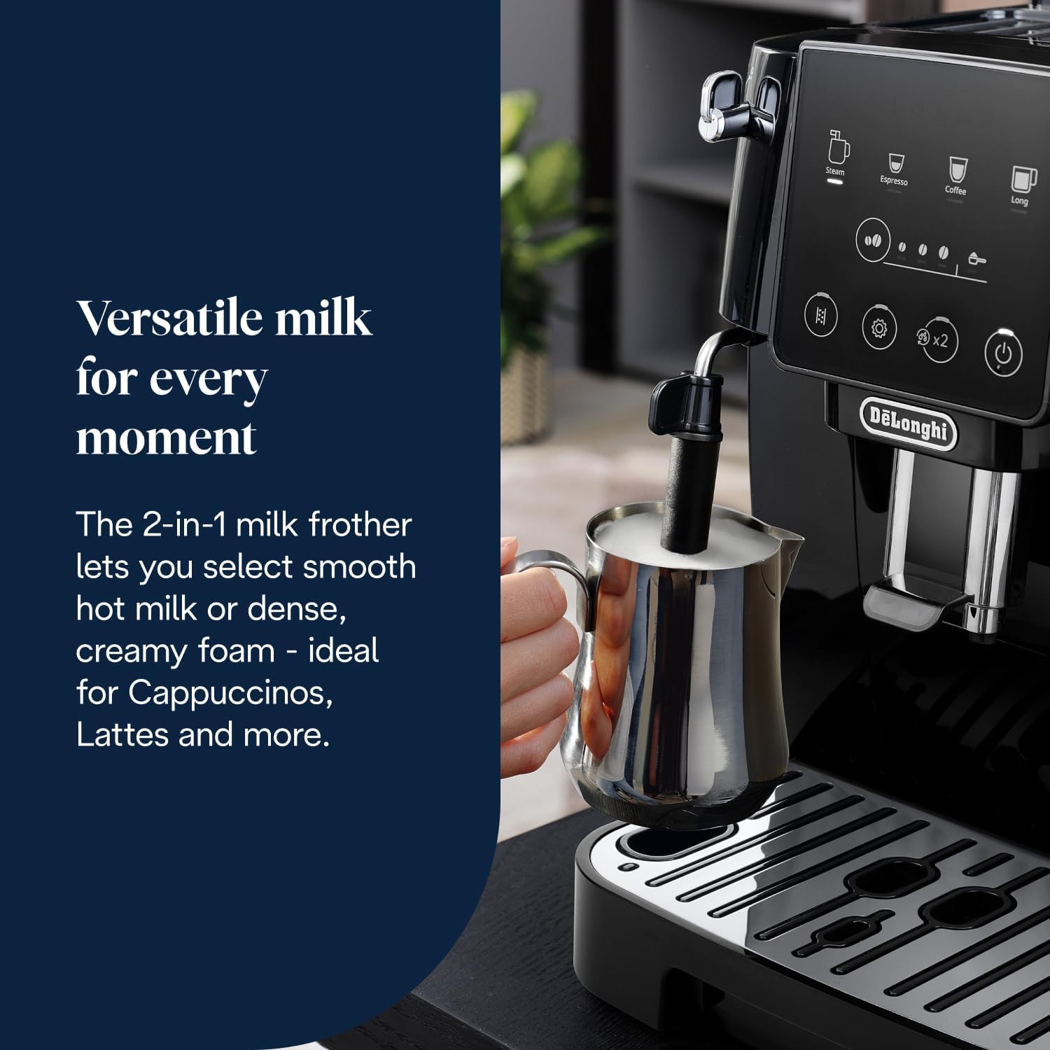 De'Longhi Magnifica ECAM222.20.B, Automatic Coffee Machine with Milk Nozzle, Bean to Cup Espresso Machine with 4 One-Touch Recipes, Soft-Touch Control Panel, 1450W, Black - Image 6