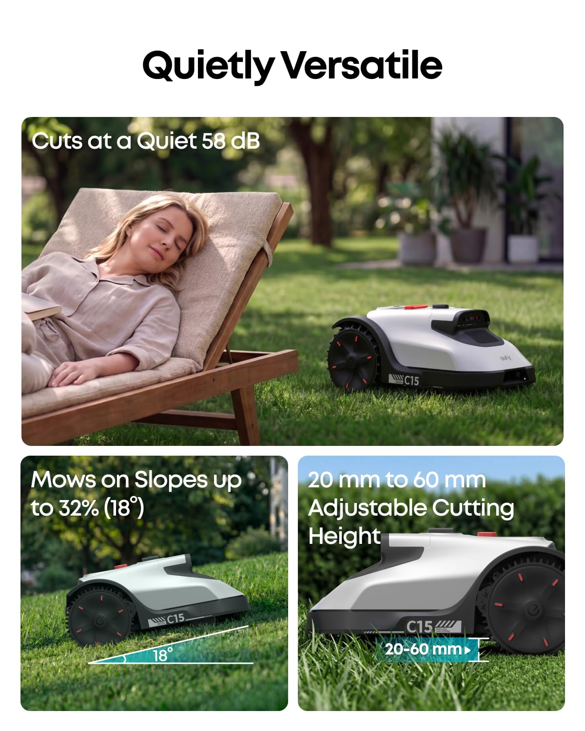 eufy Robot Lawn Mower, C15 without Boundary with Garage, 500 m2 Coverage - Image 8