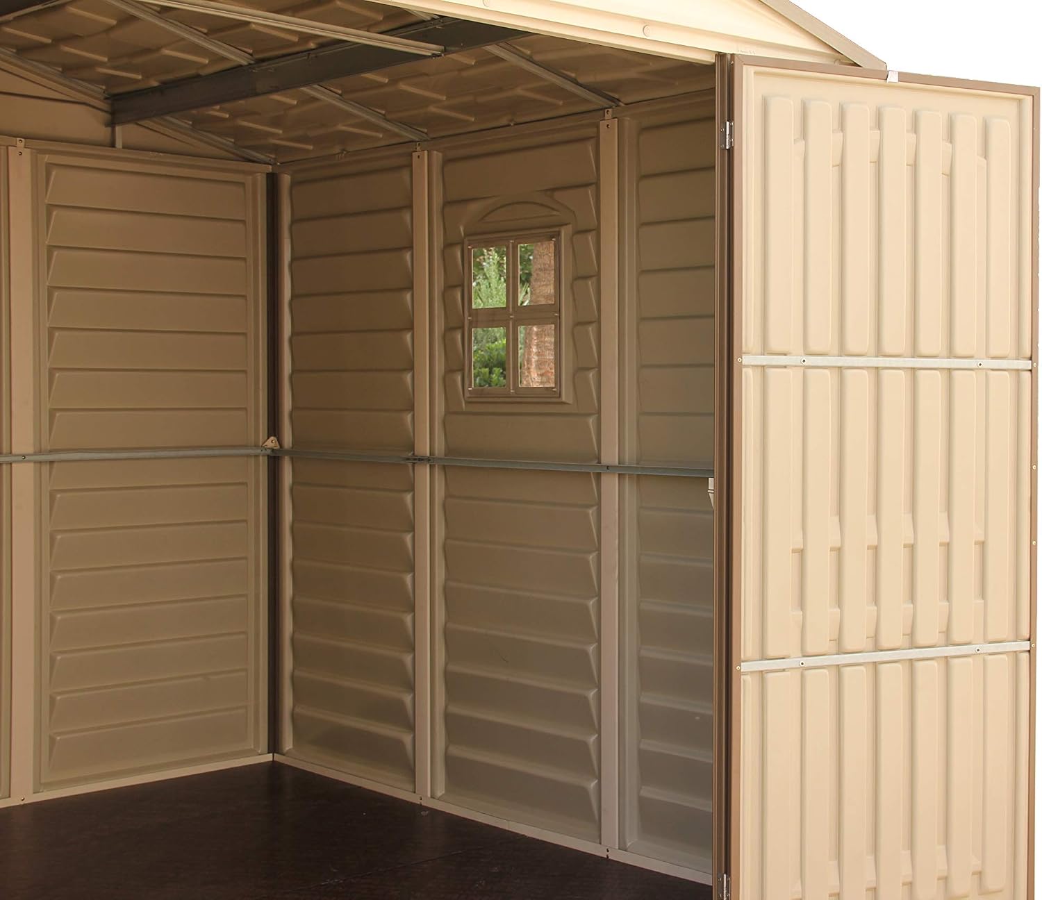 10 x 8 ft Outdoor Plastic Garden Storage Shed with Double Doors, Windows & Metal Foundation Kit - Image 6