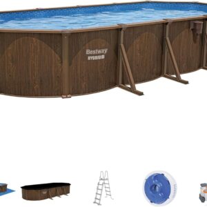 24ft Oval Above Ground Steel Wall Swimming Pool Set with Sand Filter Pump