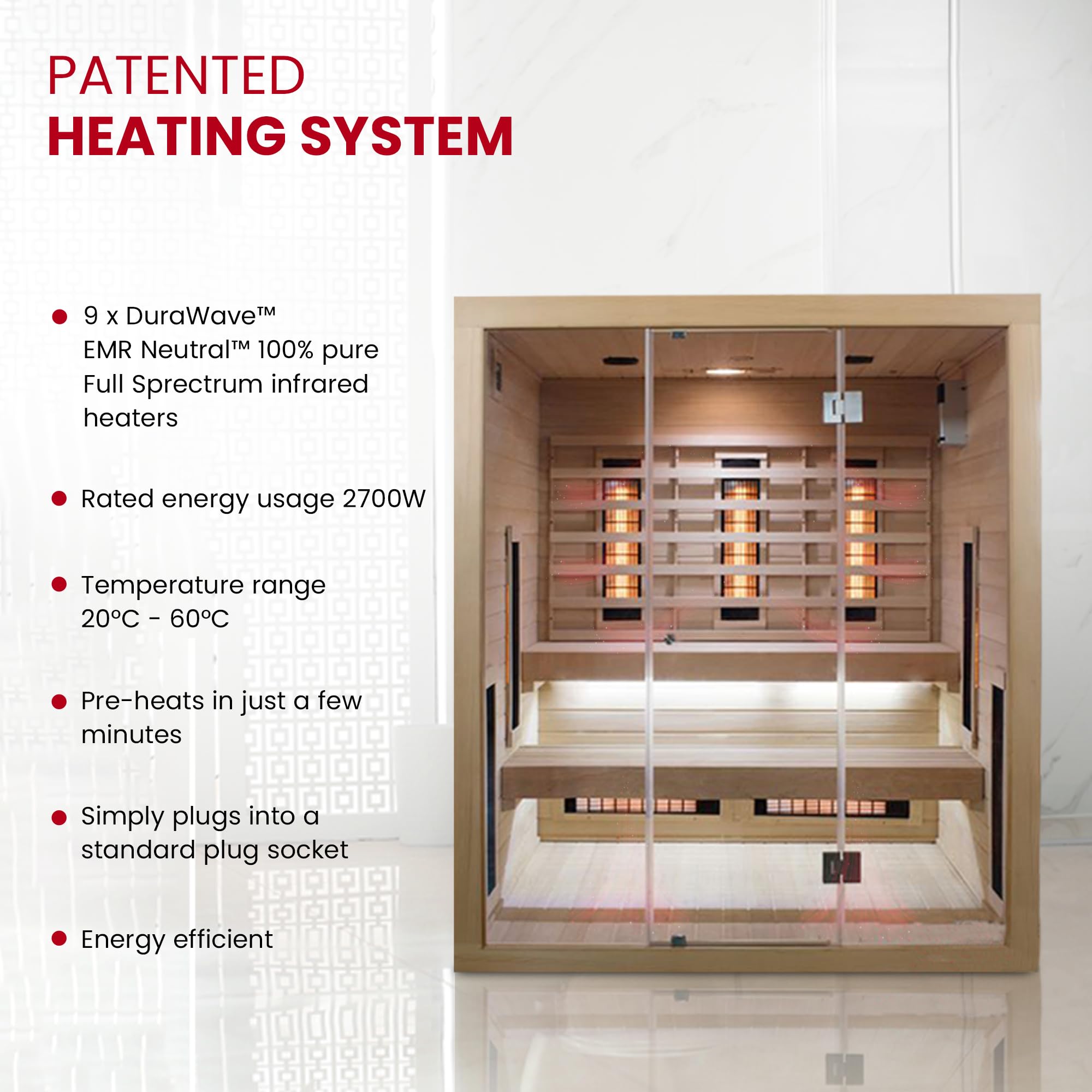 SaunaMed 2-6 Person Full Spectrum Infrared Indoor Sauna EMR NeutralTM 13A Plug & Play (6 Person) - Image 8
