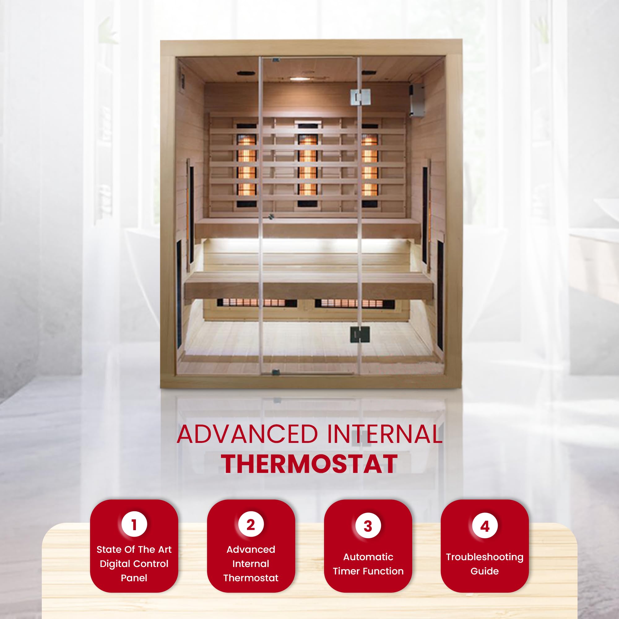 SaunaMed 2-6 Person Full Spectrum Infrared Indoor Sauna EMR NeutralTM 13A Plug & Play (6 Person) - Image 4