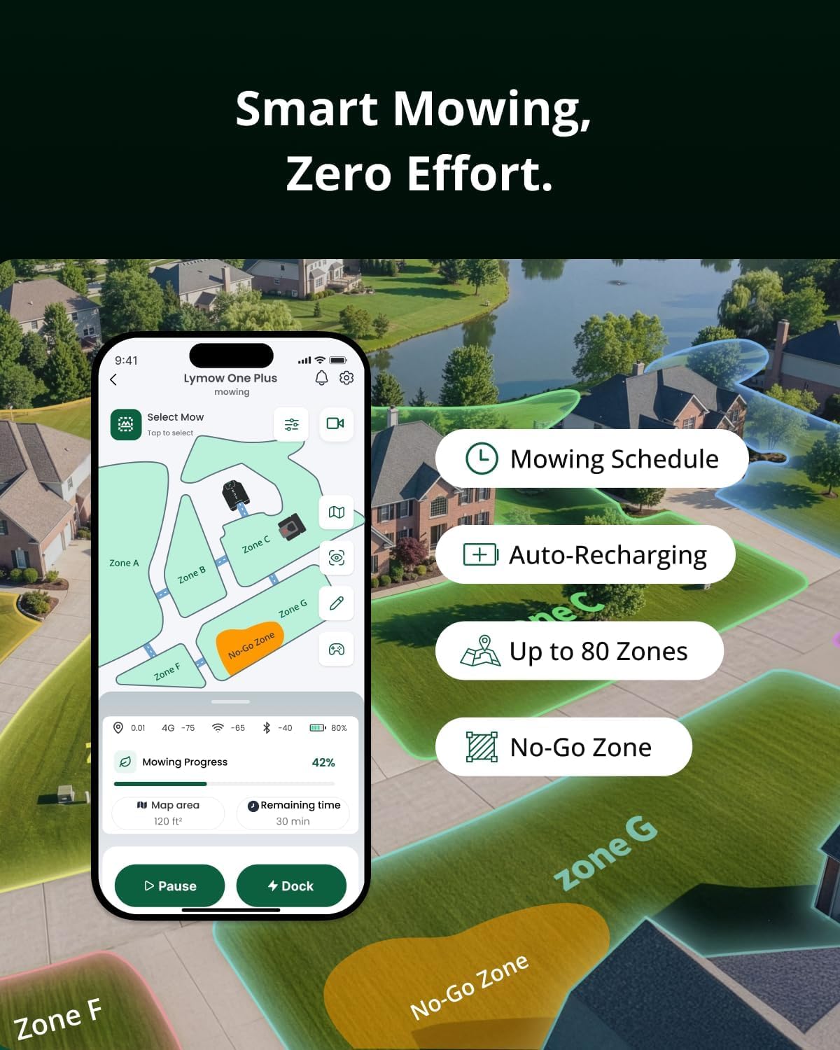 Lymow One Plus Robot Lawn Mower Wire-Free with RTK and Vision Navigation, 100% (45°) Slope Climbing, 1.1 Acres Daily Coverage, 16-Inch Dual-Blade - Image 7