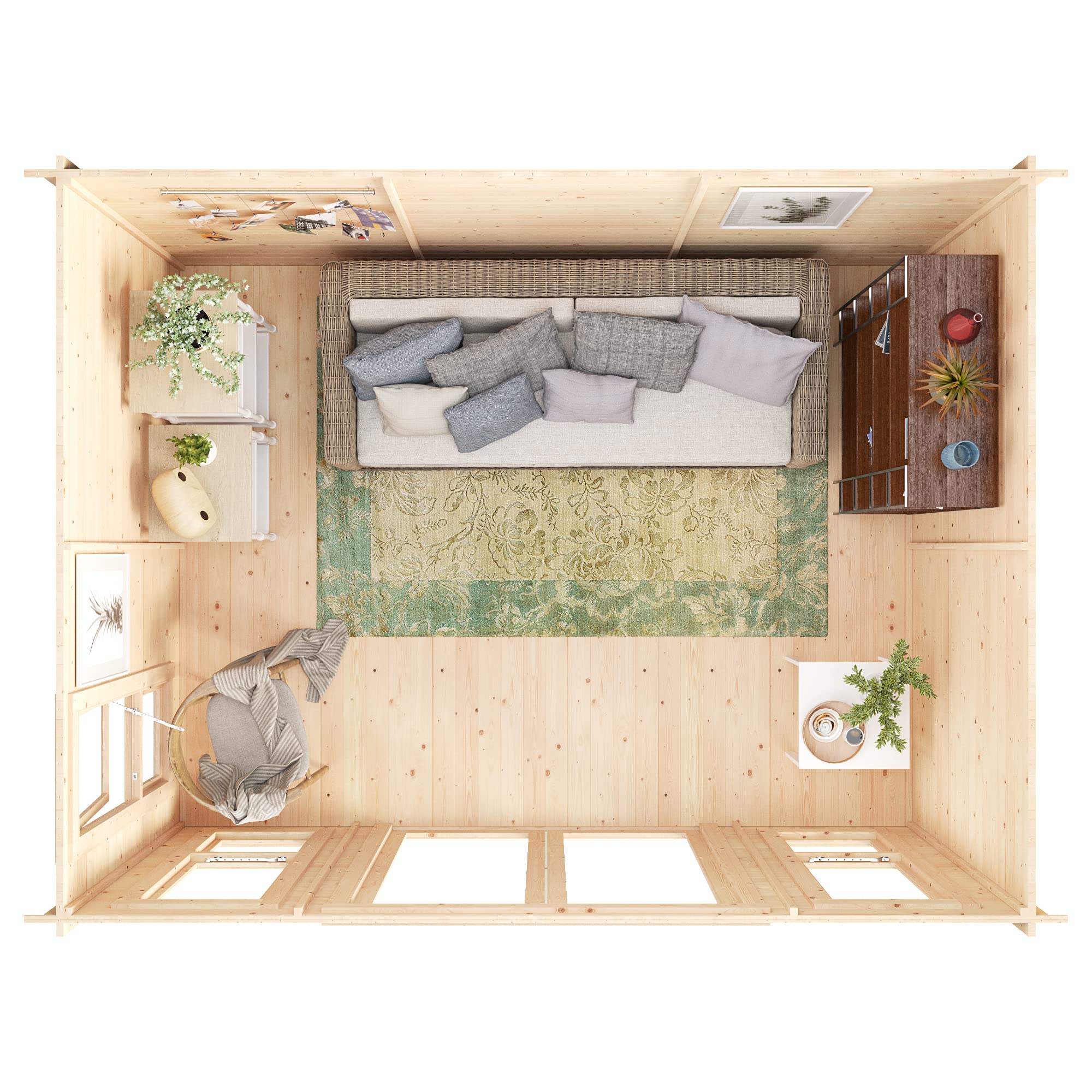 BillyOh Darcy 12x10 Log Cabin Summer House Shed with 19mm Wall Logs Thickness, Modern Apex Roof, Pressure Treated Wood & Shatterproof Windows - Image 5