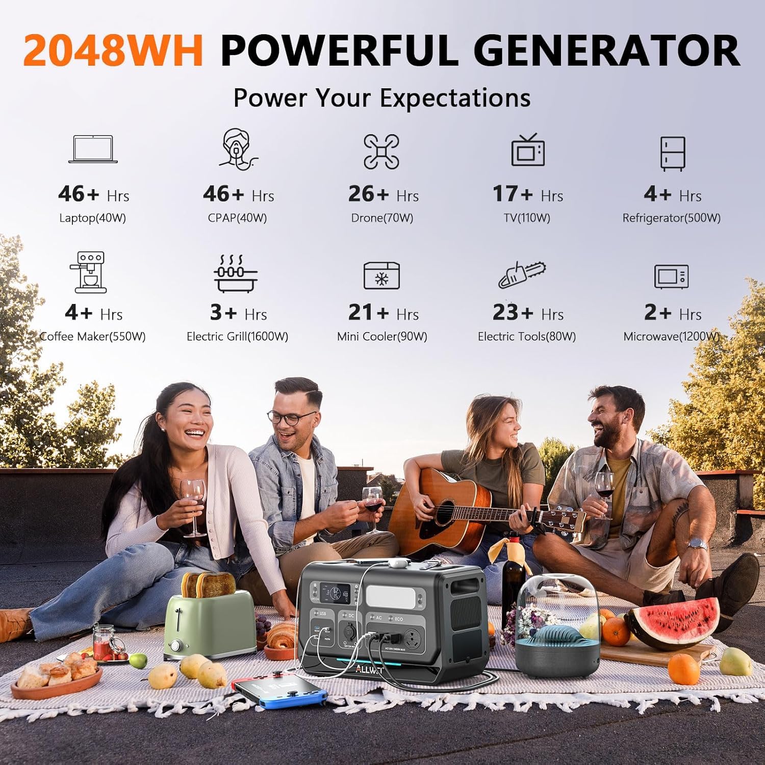 Power Station 2400W (Peak 4800W), 2048Wh LiFePO4 Solar Generator - Image 7