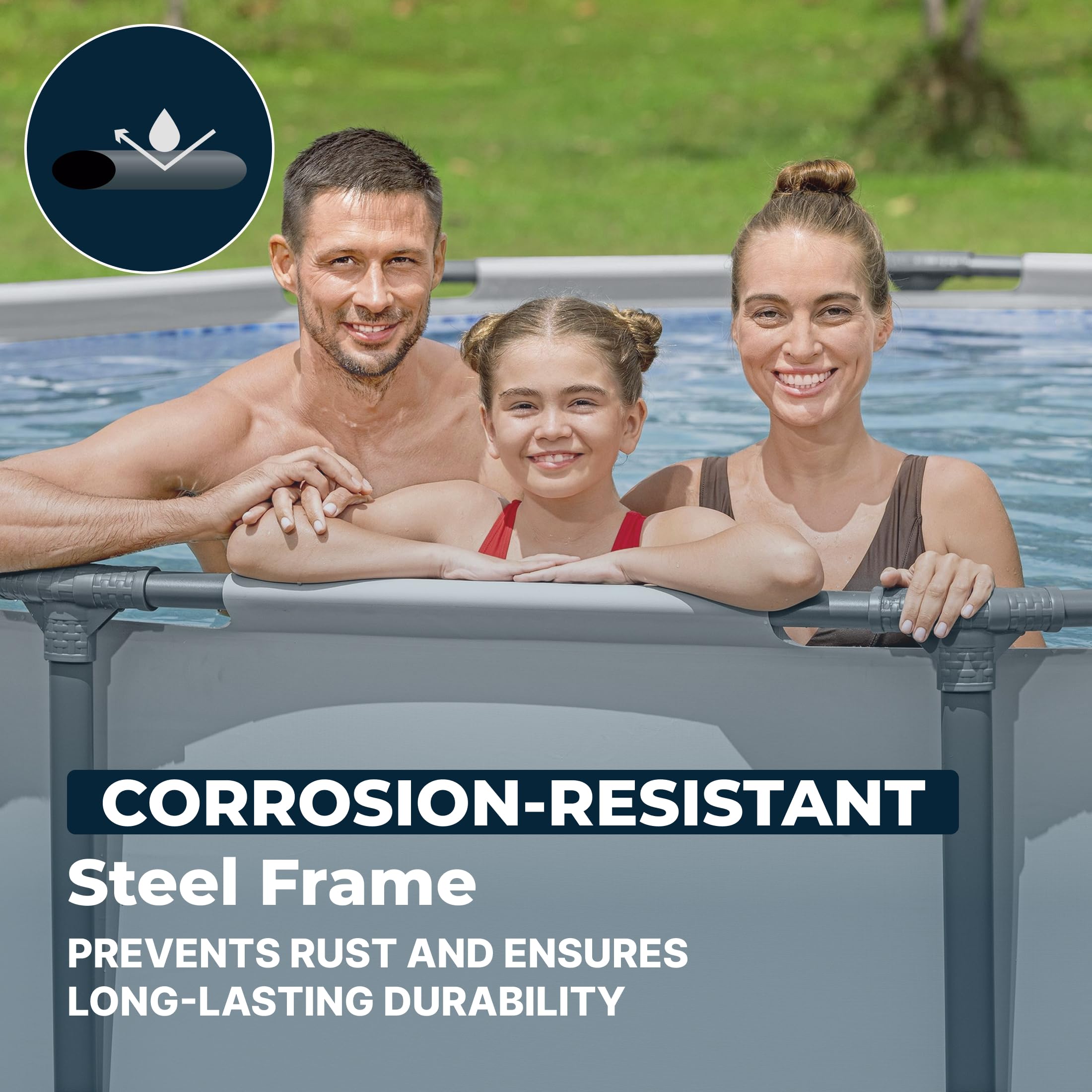 Steel Pro MAX 20 Foot x 52 Inch Round Above Ground Swimming Pool Set Outdoor Metal Frame Family Pool with Filter Pump - Image 6