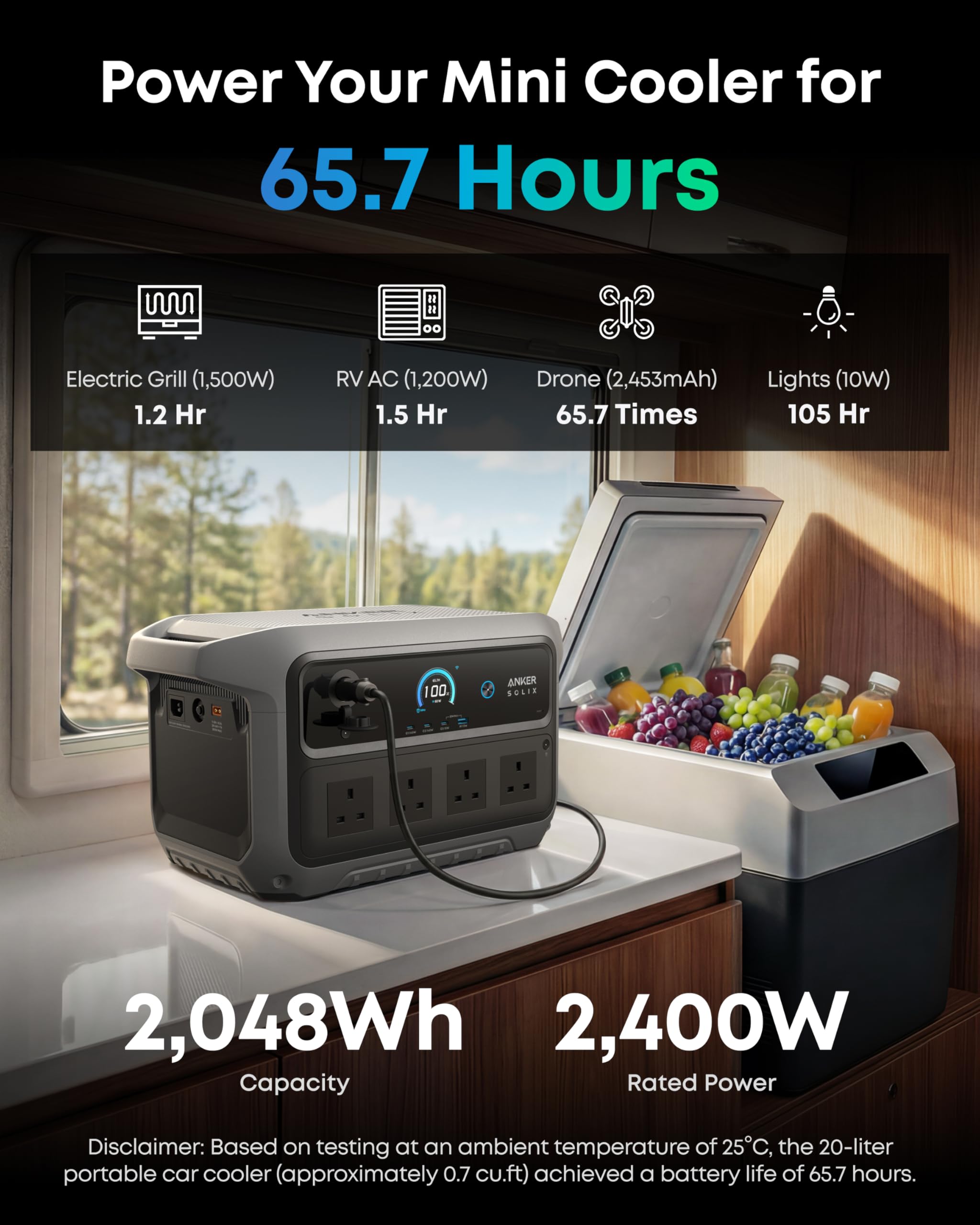 2048WH 2400W Portable Power Station - Solar Generator for Home Backup & Camping - Image 4