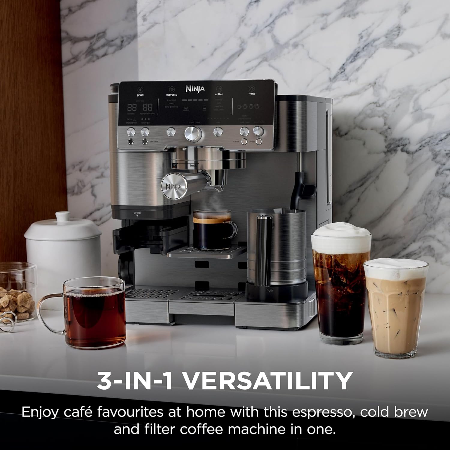 Ninja Luxe Premier 3-in-1 Coffee Machine, Silver ES601UK - Image 2