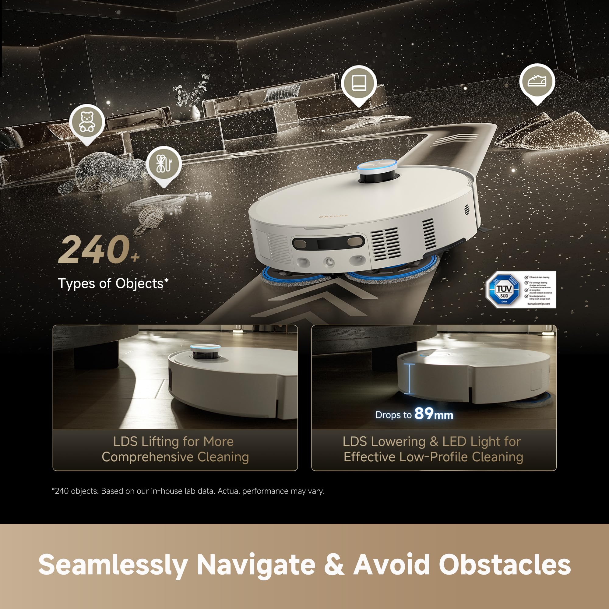 Robot Vacuum and Mop with Multi-Mop System, Up to 30,000Pa Suction, Obstacle Avoidance, Auto Empty & Mop Washing - Image 8
