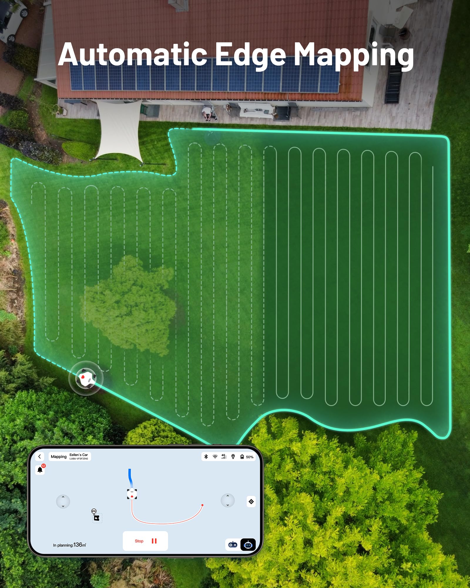 MAMMOTION LUBA 2 AWD 3000X Robot Lawn Mower without Boundary, Recommended 3000 m2, Max. 3600 m2, Auto Mapping UltraSense AI Vision, 0% Gradient - Image 3