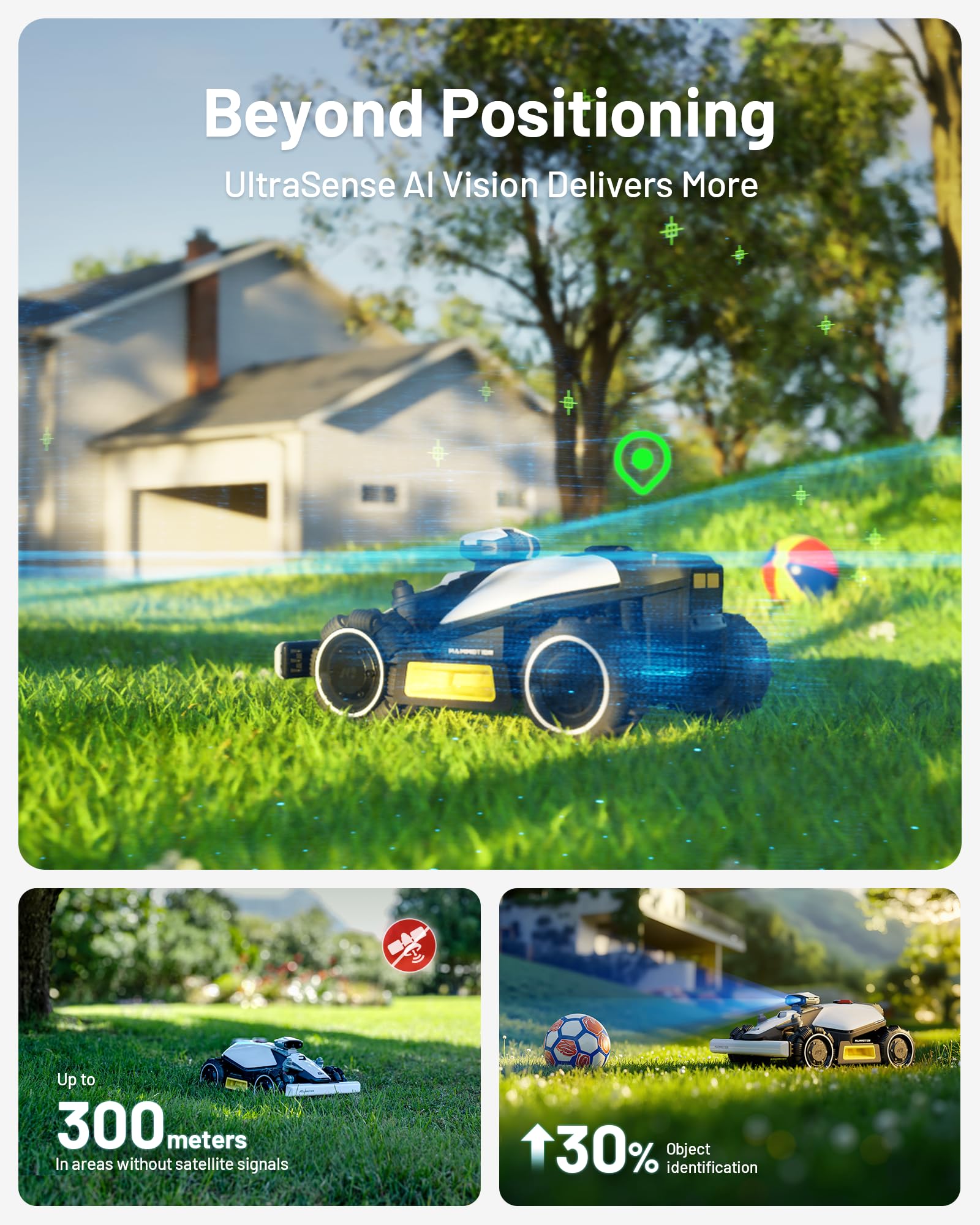 MAMMOTION LUBA mini AWD Robot Lawn Mower without Boundary,Auto Mapping UltraSense AI Vision, 80% Gradient, 20-65 mm Cutting Height (LUBAminiAWD1500) - Image 2