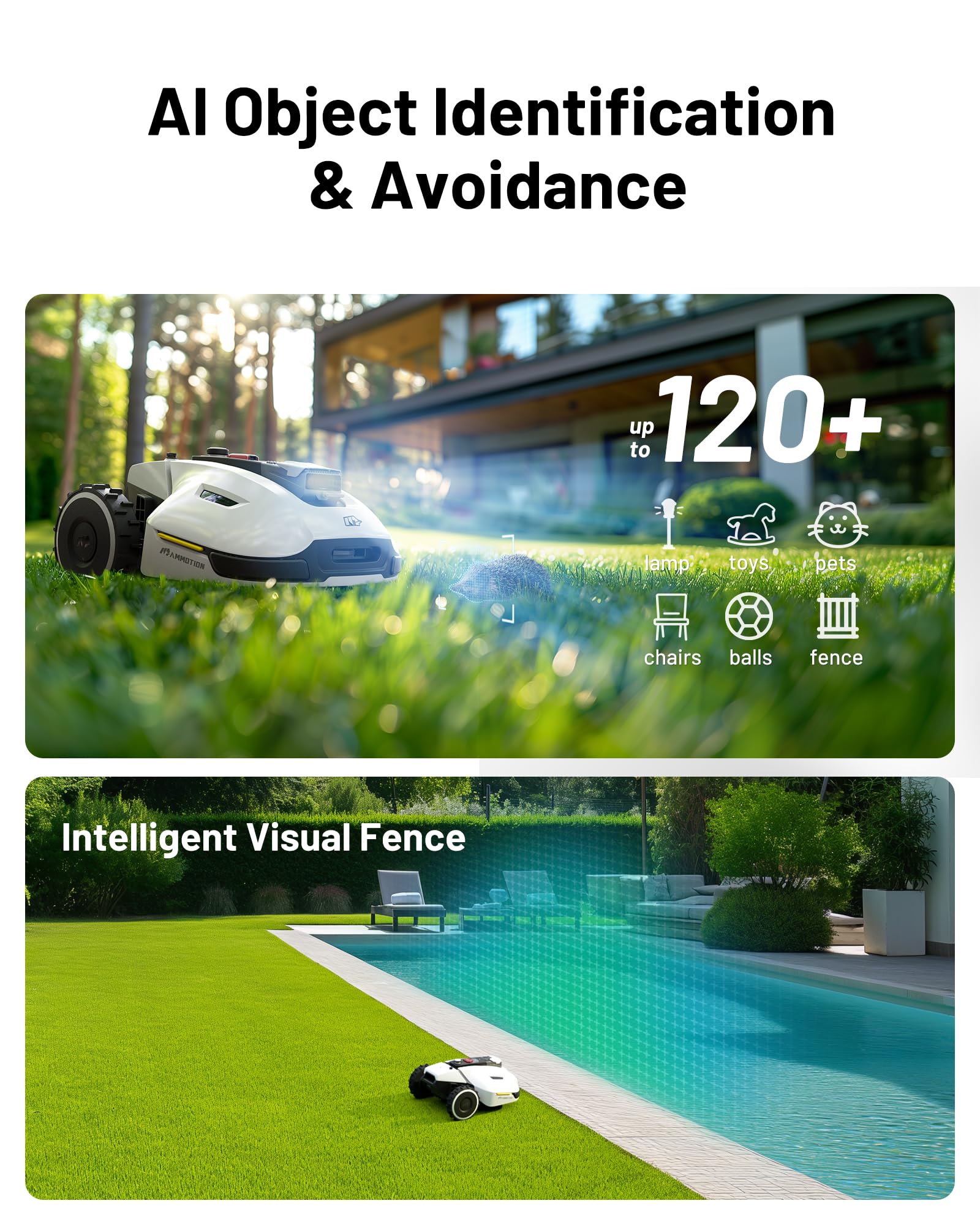 MAMMOTION YUKA 3000 Robot Lawn Mower, Perimeter Wire free,Recommended 3000 m, Max.4000 m,Equipped with Ultrasense Al vision, Handles 45% slopes - Image 4