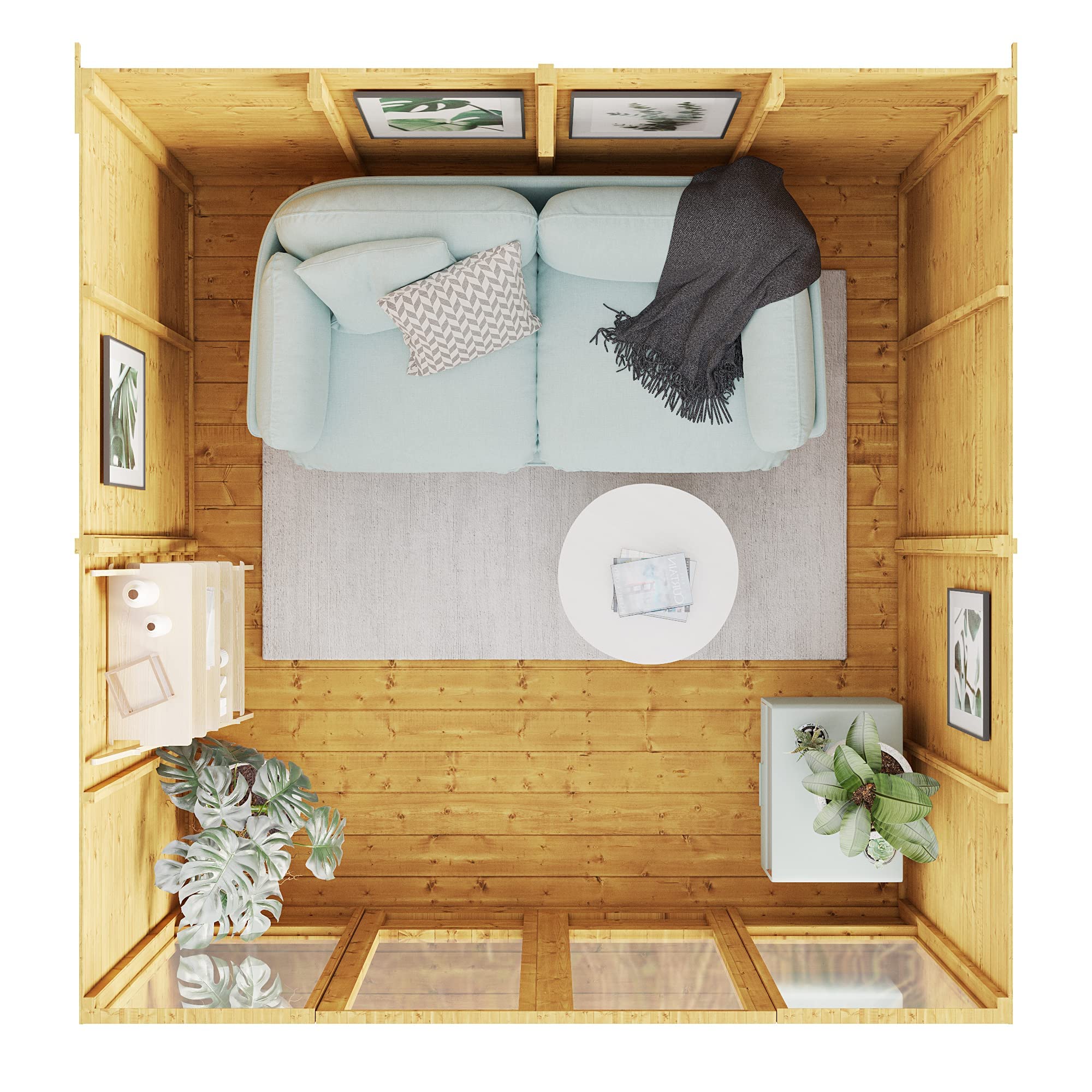 BillyOh Bella 8 x 8 Summer House Shed, Modern Pent Roof Log Cabin | Spray Treated - Garden Room with Wide Double Doors, Tongue and Groove - Image 3