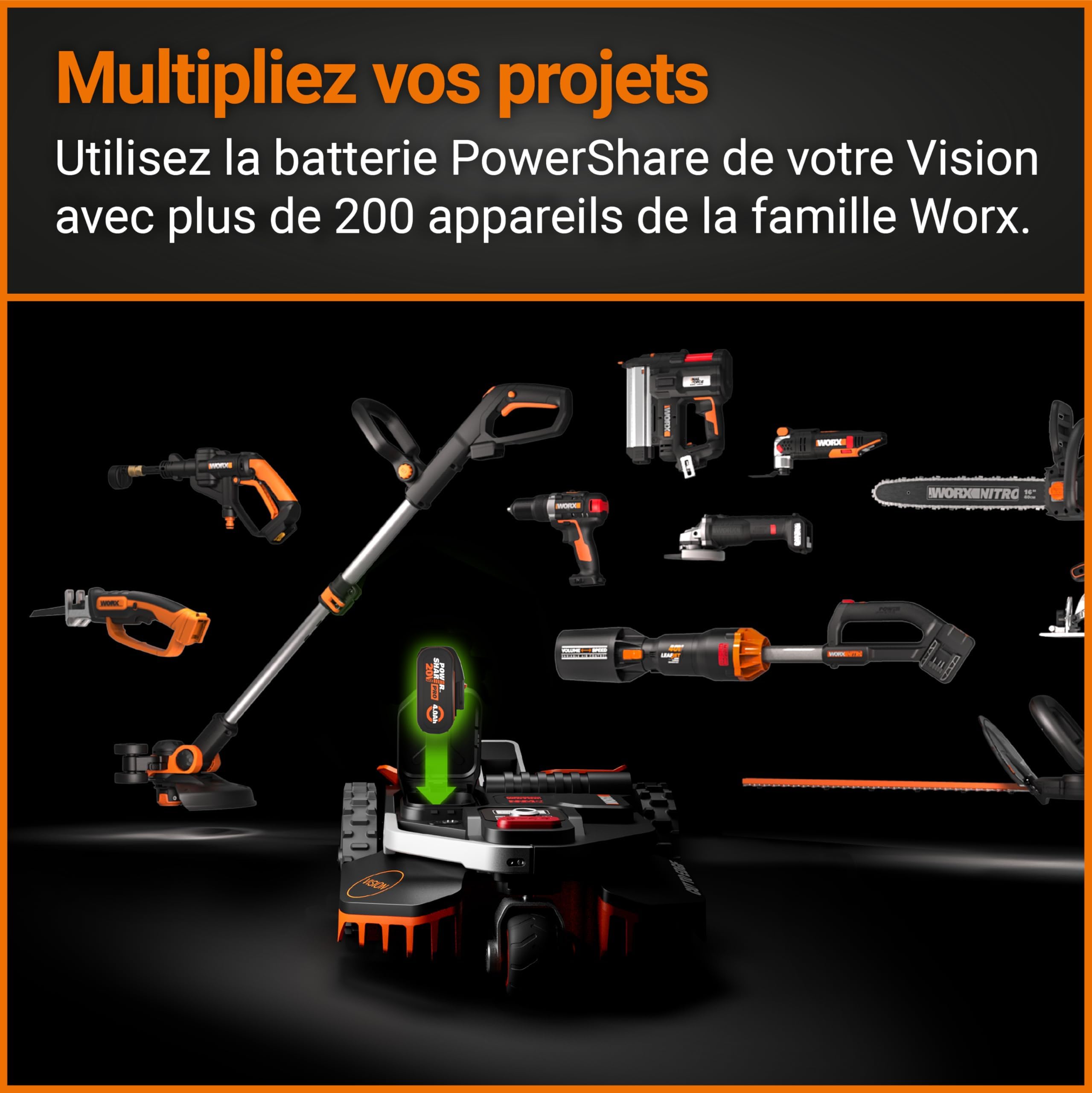 WORX WR202E Landroid Vision Robotic Lawn Mower – 250m2 Patented AIA Mowing Multi-Zone, Auto Charging, 20V PowerShare Battery, Rain Sensor - Image 10