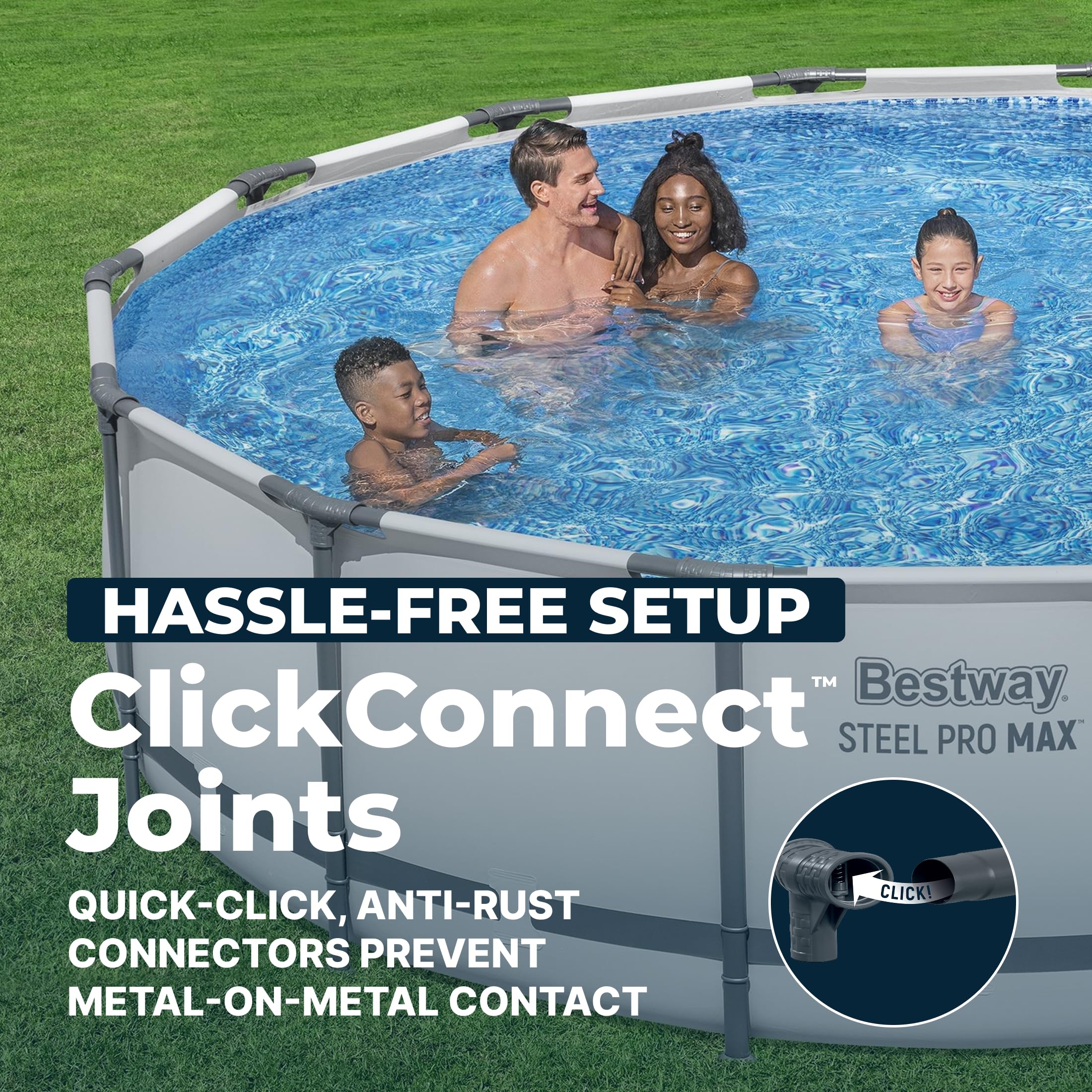 Steel Pro MAX 20 Foot x 52 Inch Round Above Ground Swimming Pool Set Outdoor Metal Frame Family Pool with Filter Pump - Image 5