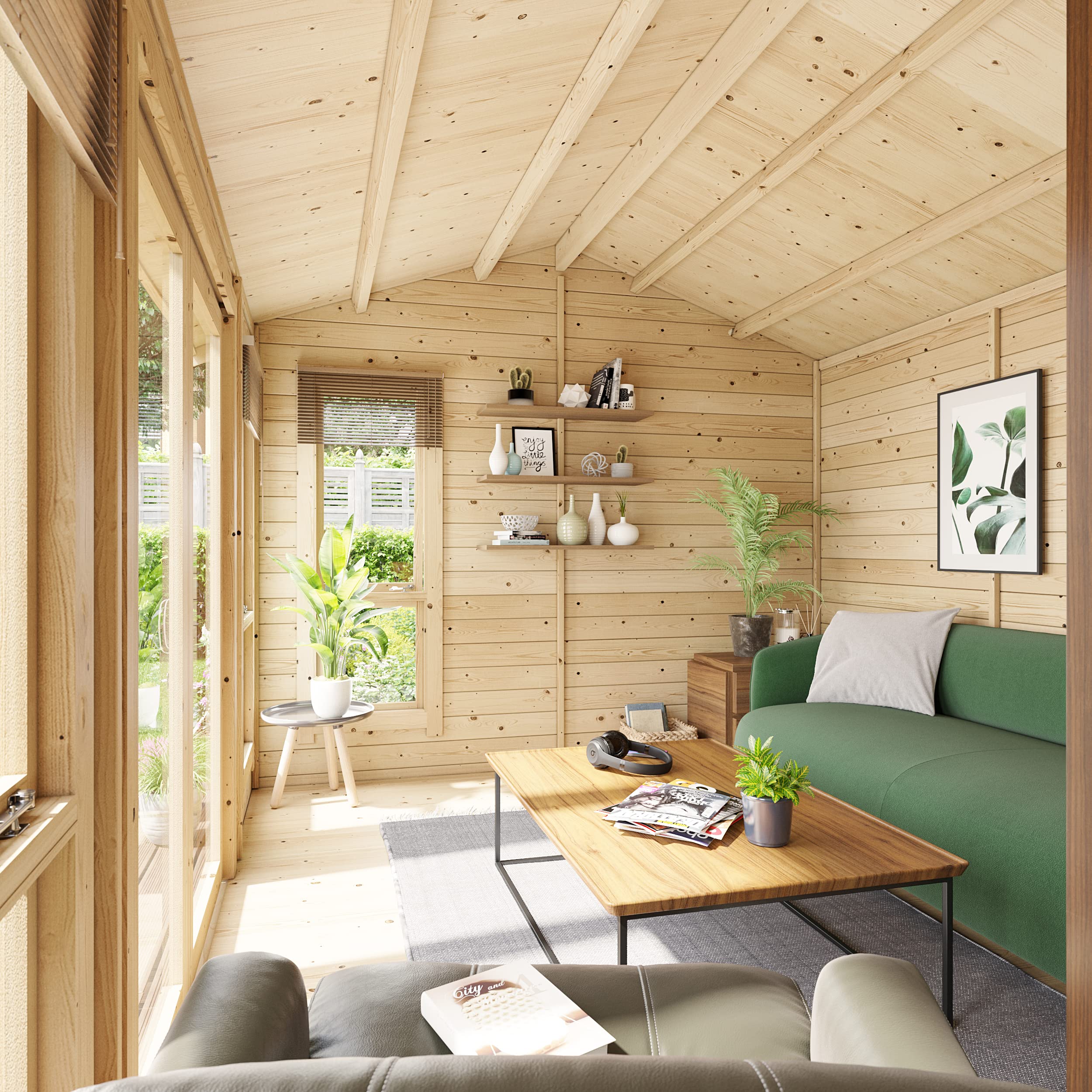 BillyOh Darcy 12x10 Log Cabin Summer House Shed with 19mm Wall Logs Thickness, Modern Apex Roof, Pressure Treated Wood & Shatterproof Windows - Image 3