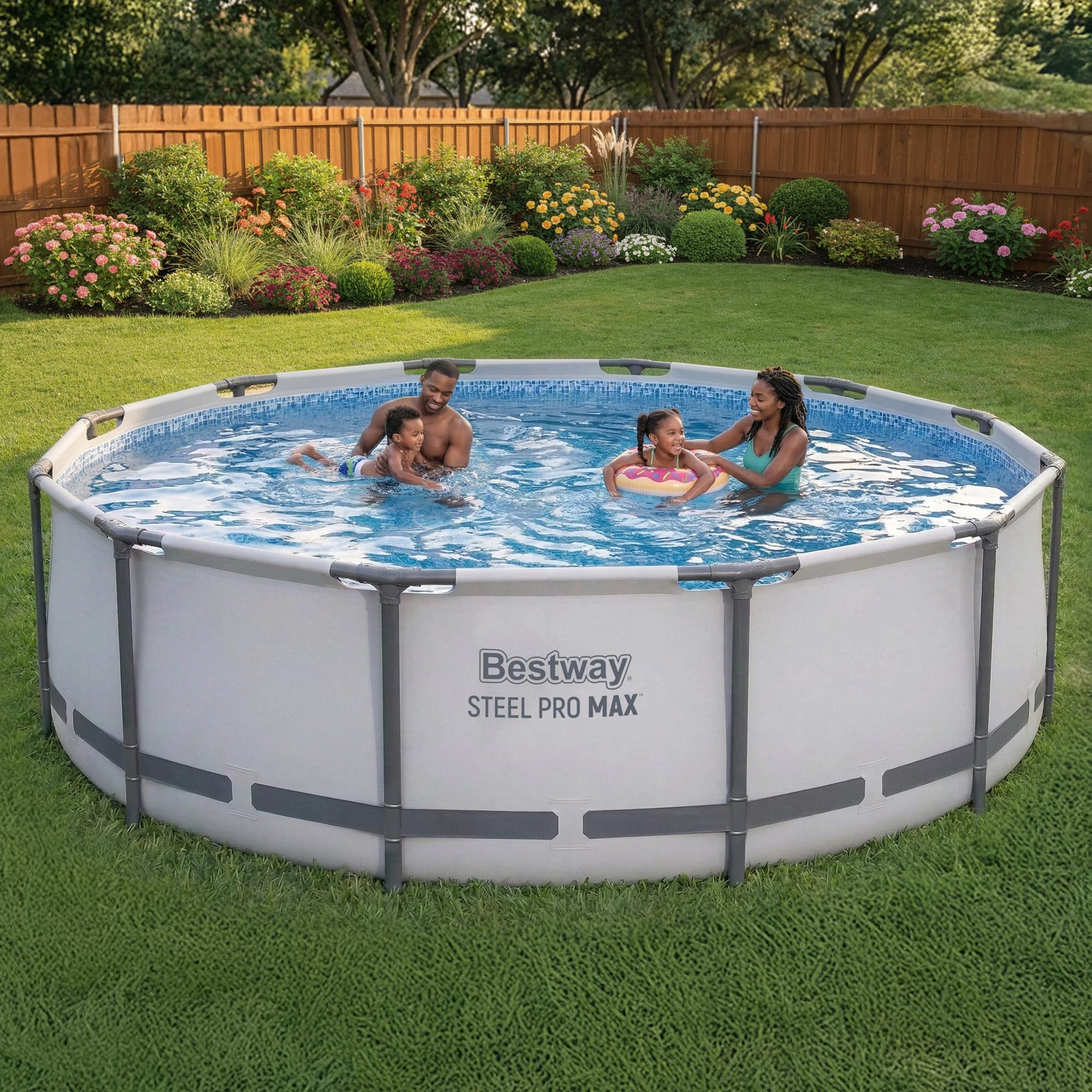 Steel Pro MAX 20 Foot x 52 Inch Round Above Ground Swimming Pool Set Outdoor Metal Frame Family Pool with Filter Pump - Image 2