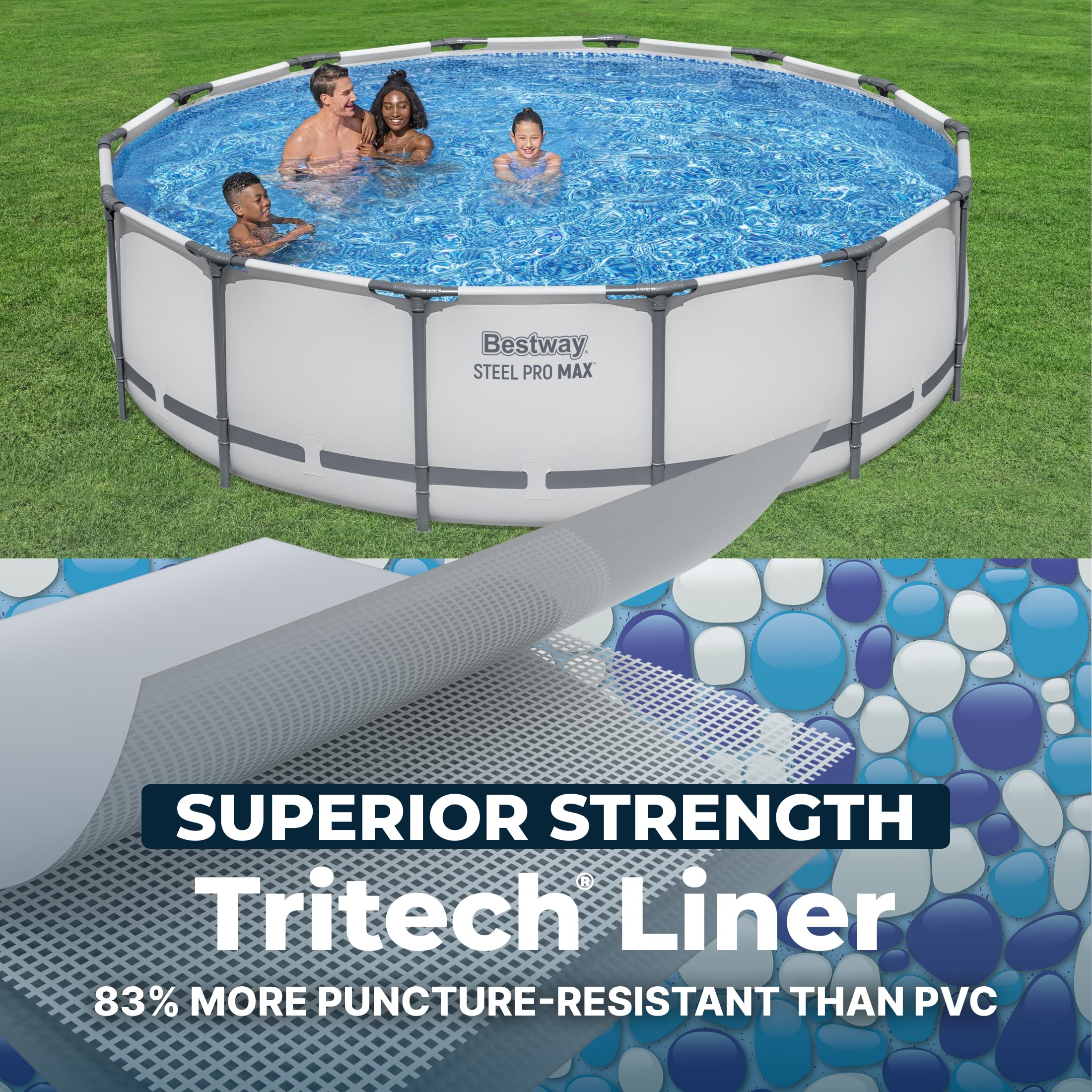 Steel Pro MAX 20 Foot x 52 Inch Round Above Ground Swimming Pool Set Outdoor Metal Frame Family Pool with Filter Pump - Image 4