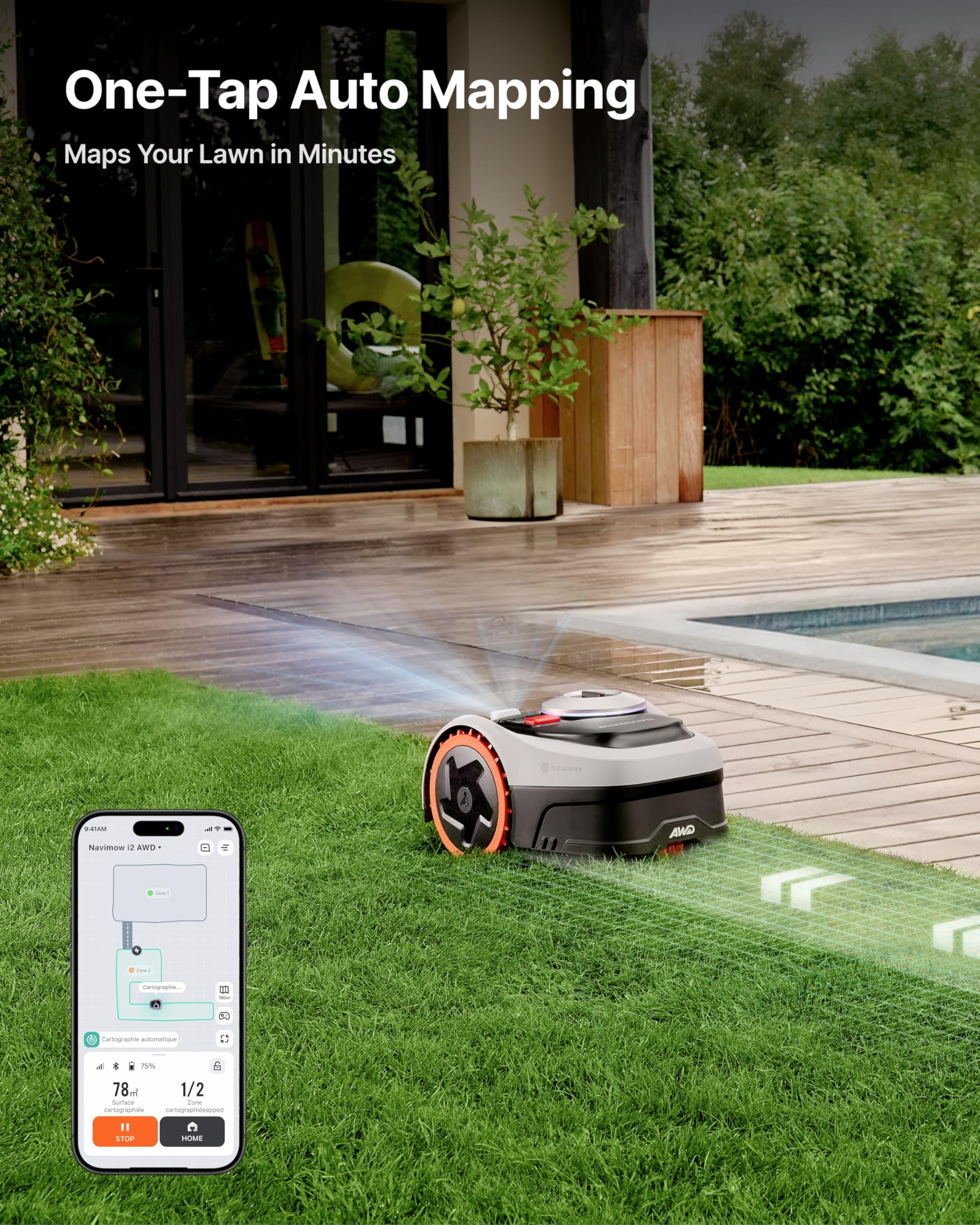 Segway Navimow i208 AWD Robotic Lawn Mower without Boundary, Rec. 800 m2 - Image 4