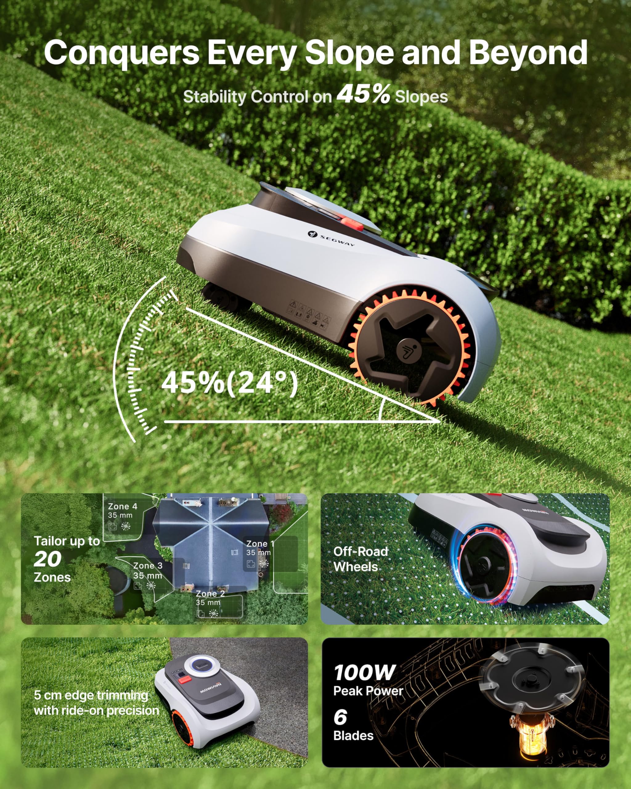Segway Navimow i215 LiDAR Robotic Lawn Mower without Boundary, Rec. 1500 m2 - Image 6
