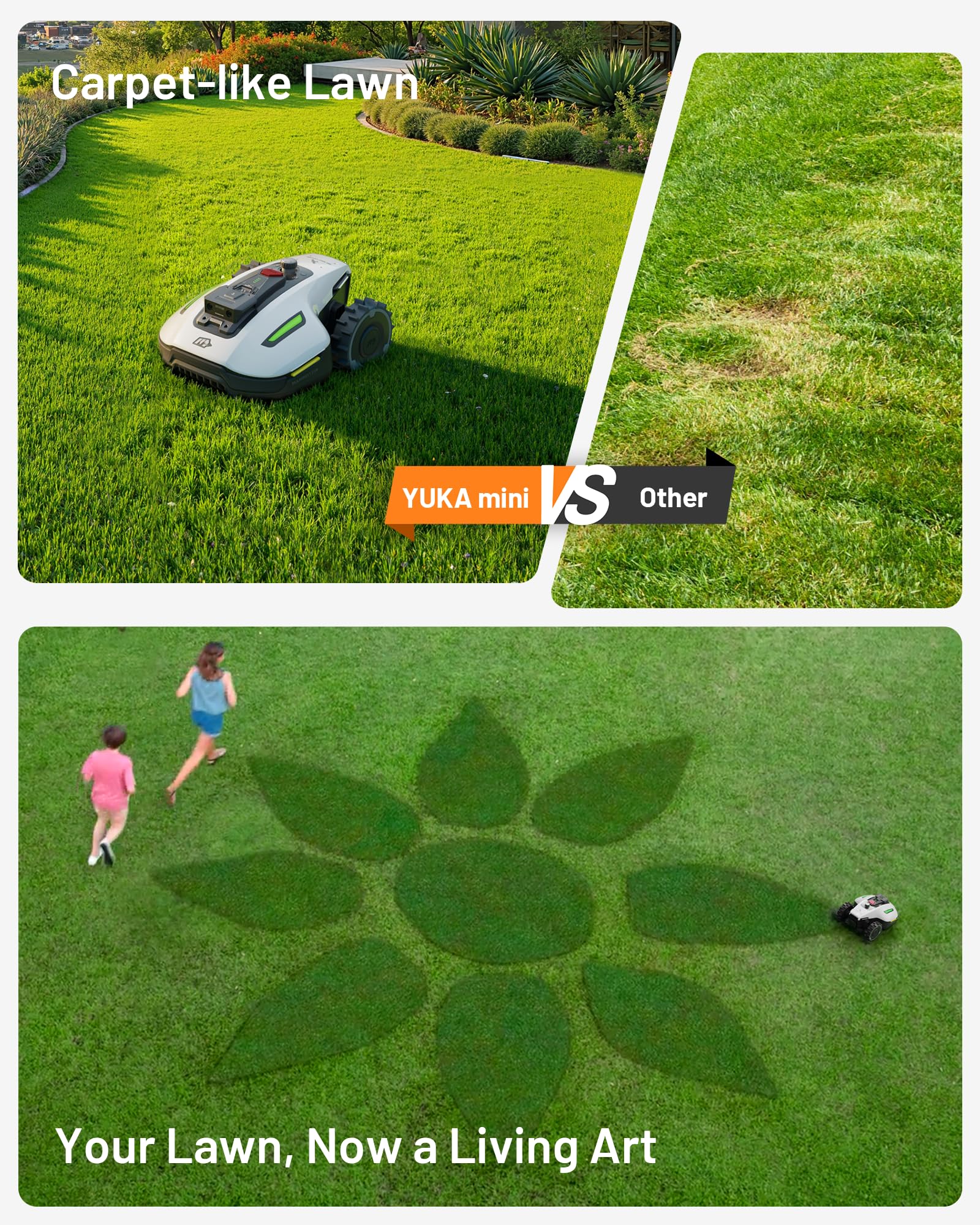 MAMMOTION YUKA mini 500 Robot Lawn Mower, Perimeter Wire Free, Recommended for 500 m2, Maximum 700 m2,3D AI Vision, 45% Slope Capability, Automatic - Image 3