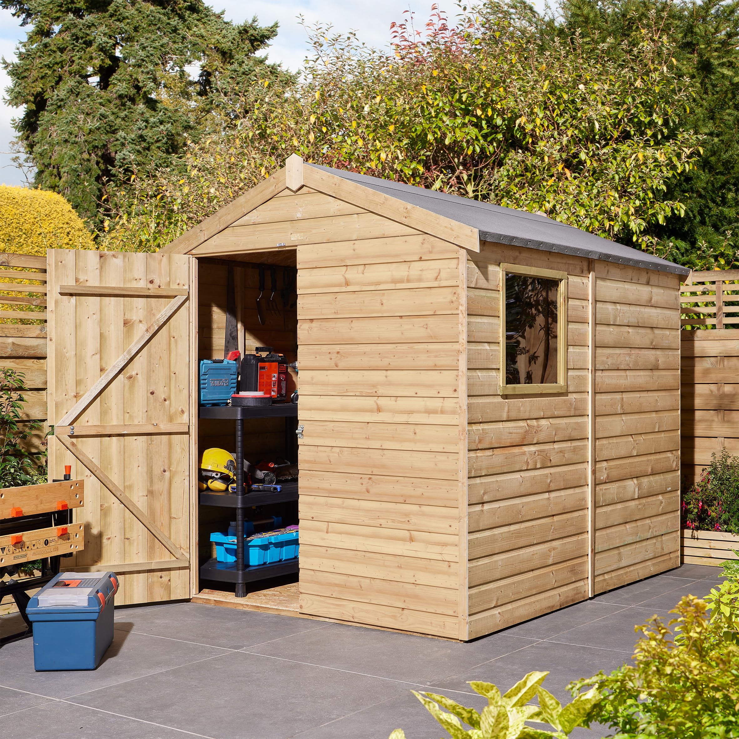 Rowlinson 6x8 Premier Shiplap Single Door Apex Shed - Image 2