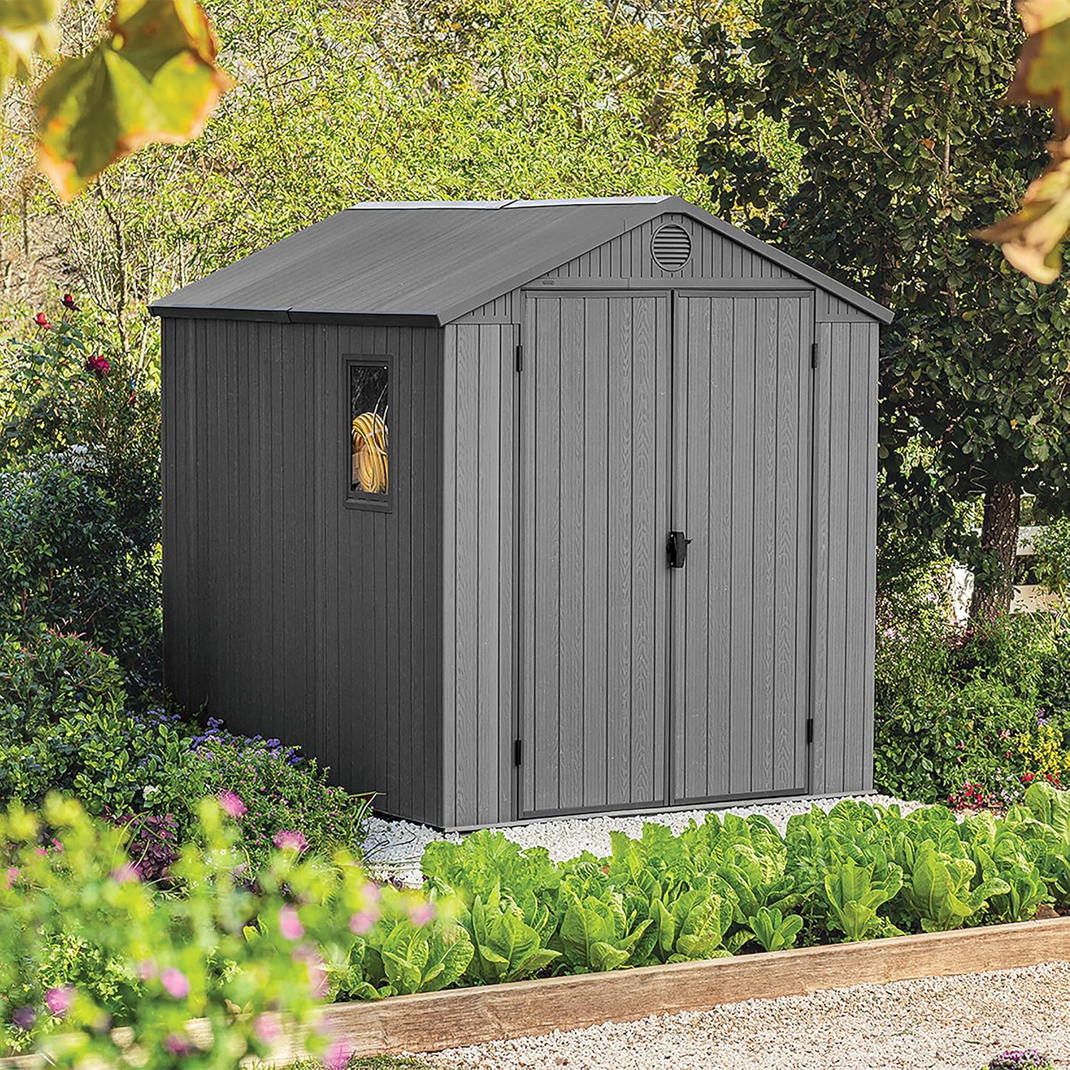6 x 8 ft Outdoor Garden Storage Shed with Double Doors, Window & Heavy-Duty Floor Panel - Image 6