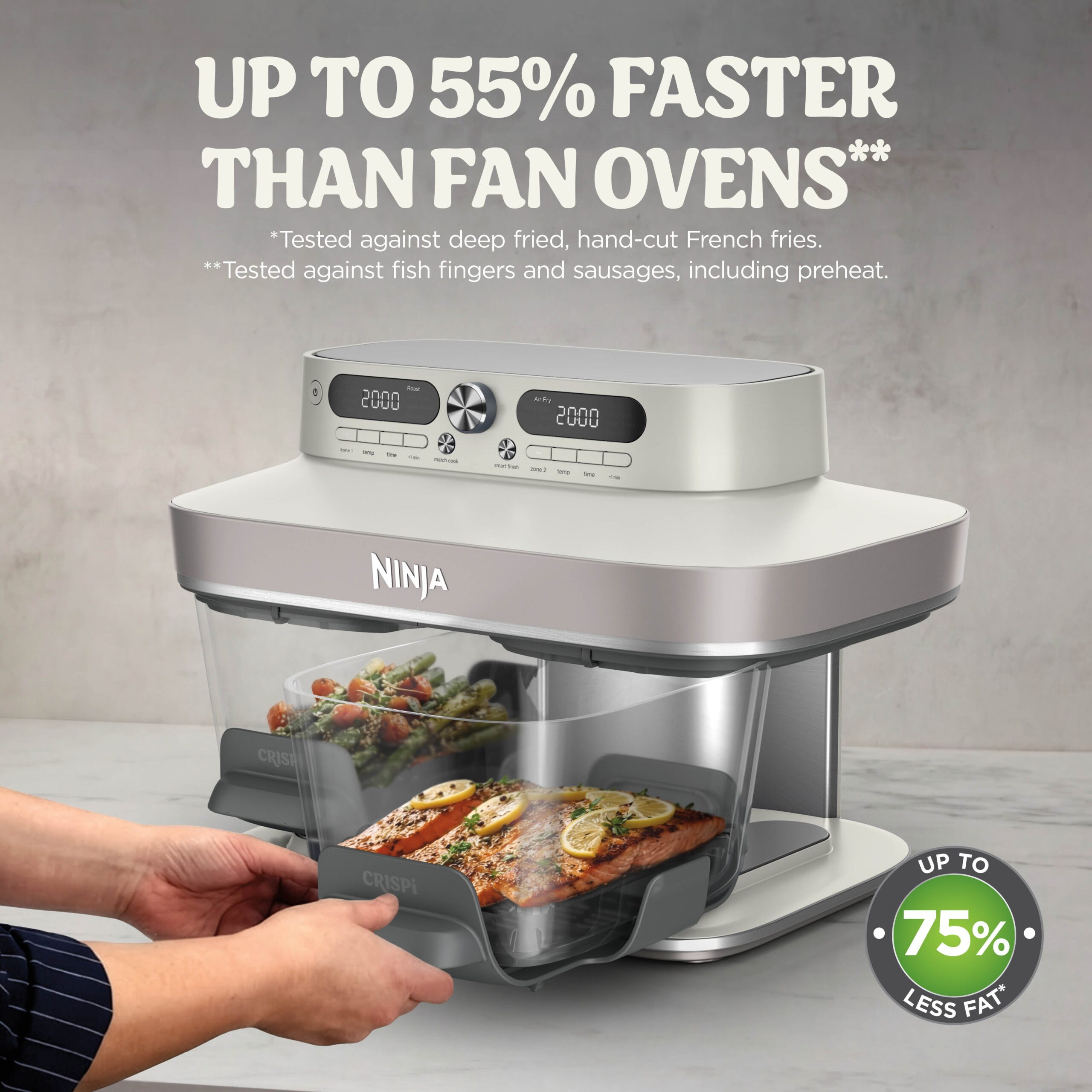 Ninja CRISPi DualZone 8-in-1 Function Glass Air Fryer - Bone DD102UKIV2 - Image 10