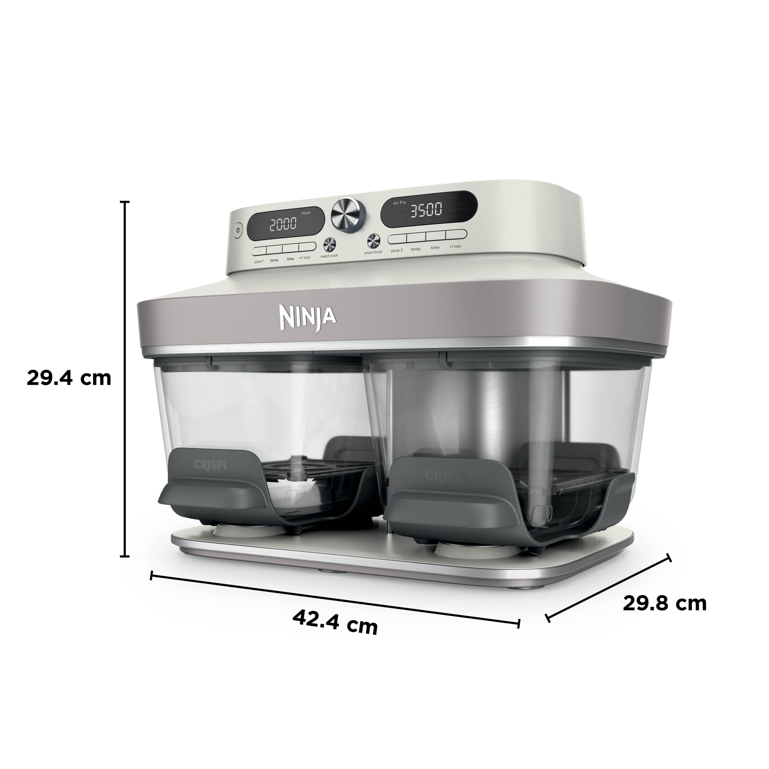 Ninja CRISPi DualZone 8-in-1 Function Glass Air Fryer - Bone DD102UKIV2 - Image 2