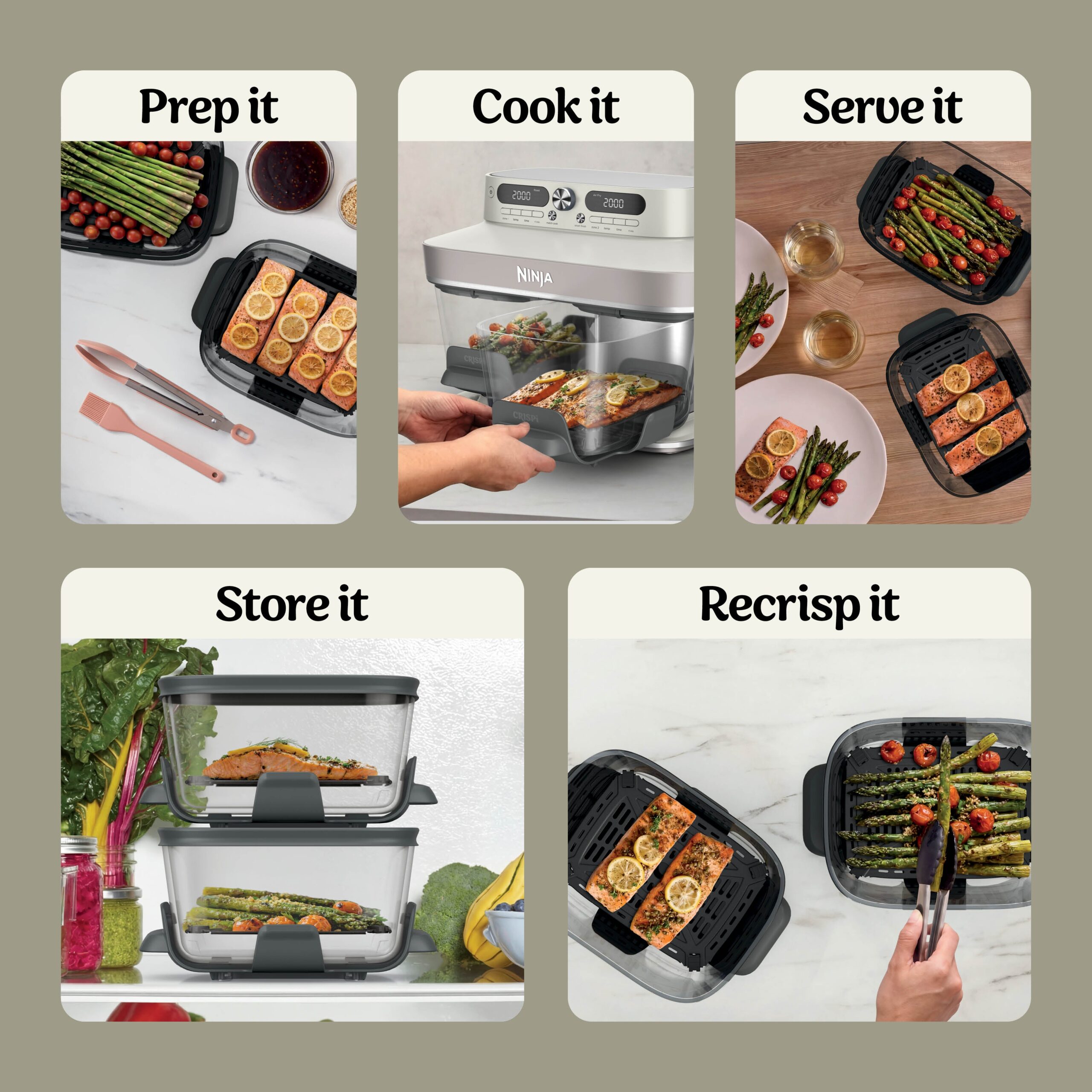 Ninja CRISPi DualZone 8-in-1 Function Glass Air Fryer - Bone DD102UKIV2 - Image 12