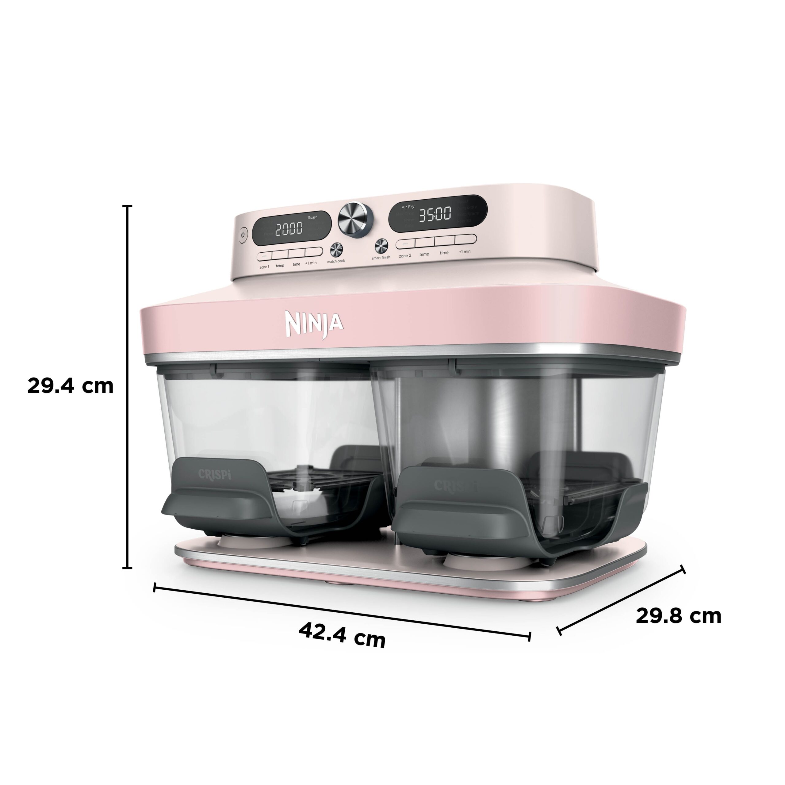 Ninja CRISPi DualZone 8-in-1 Function Glass Air Fryer - Rose Quartz DD102UKPK1 - Image 2