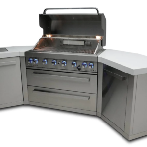 Mont Alpi 805 Island with Two 45 Degree Corners 6-Burner Grill Stainless Steel