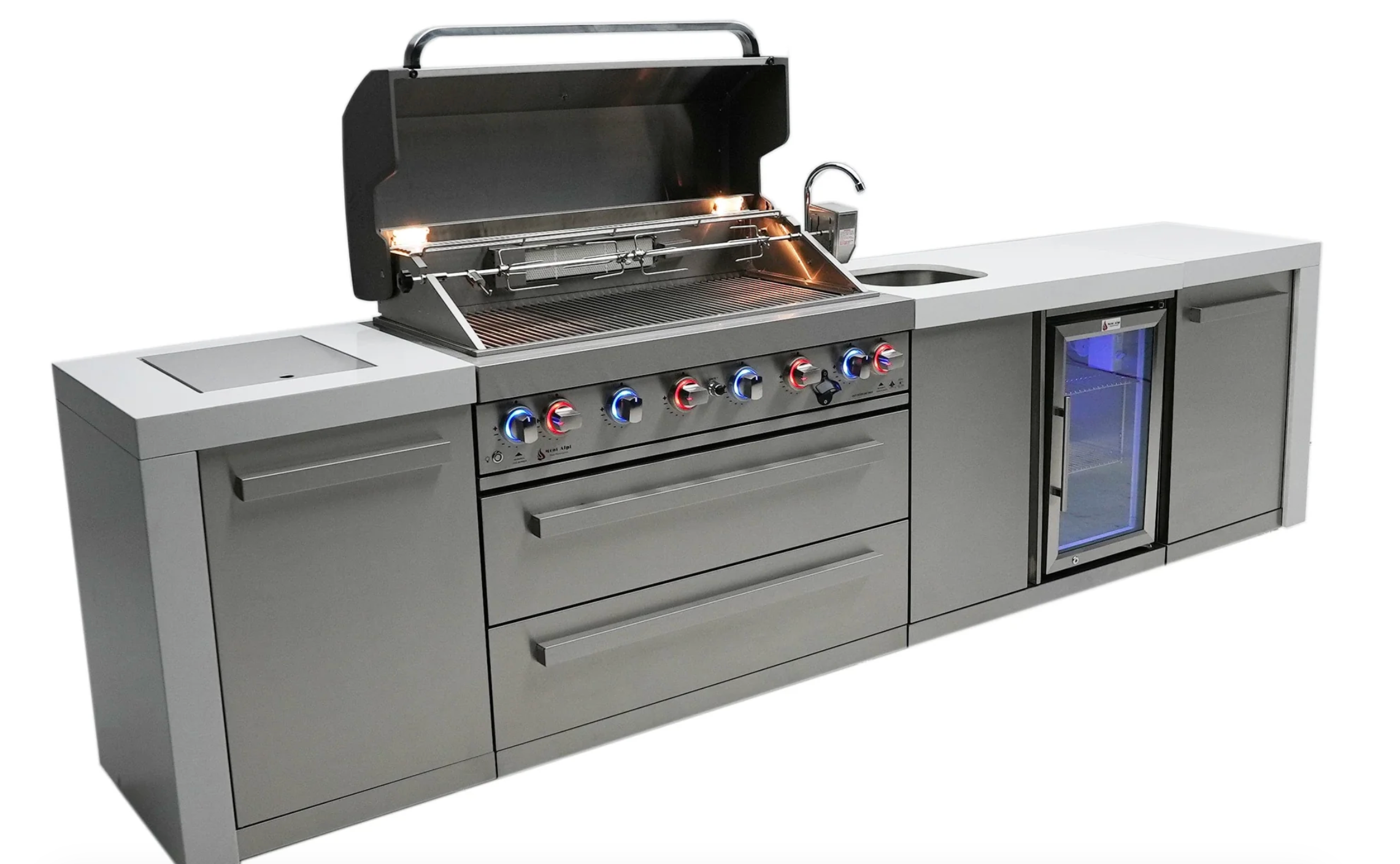 Mont Alpi 805 Deluxe Island with Beverage Center 6-Burner Grill 2 Infrared Burners - Image 2
