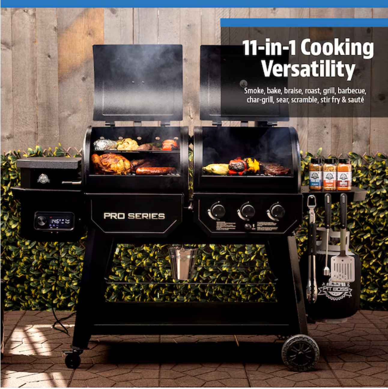 Pit Boss Pro Series Gray Gas and Pellet Combo Grill - Image 2