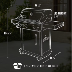 Weber Spirit E-330 Black 3-Burner Liquid Propane Gas Grill with 1 Side Burner