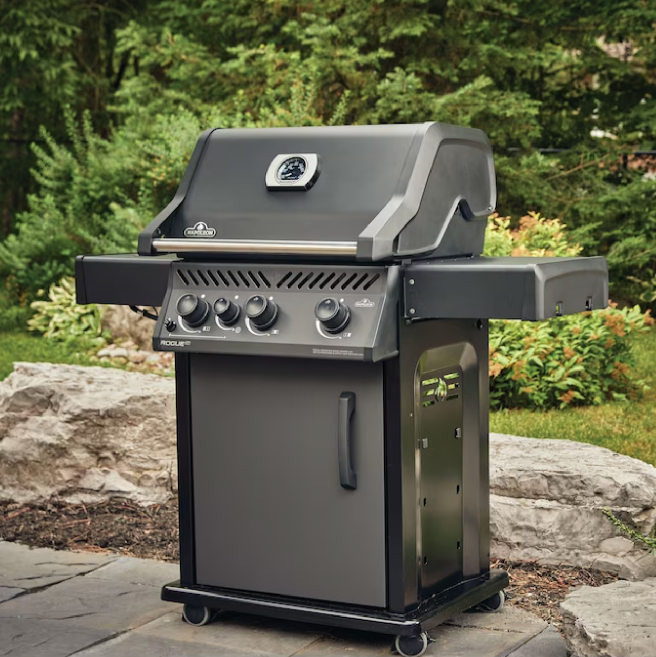 NAPOLEON Rogue XT 425 Matte Black 3-Burner Liquid Propane Gas Grill with 1 Side Burner with Integrated Smoker Box - Image 3