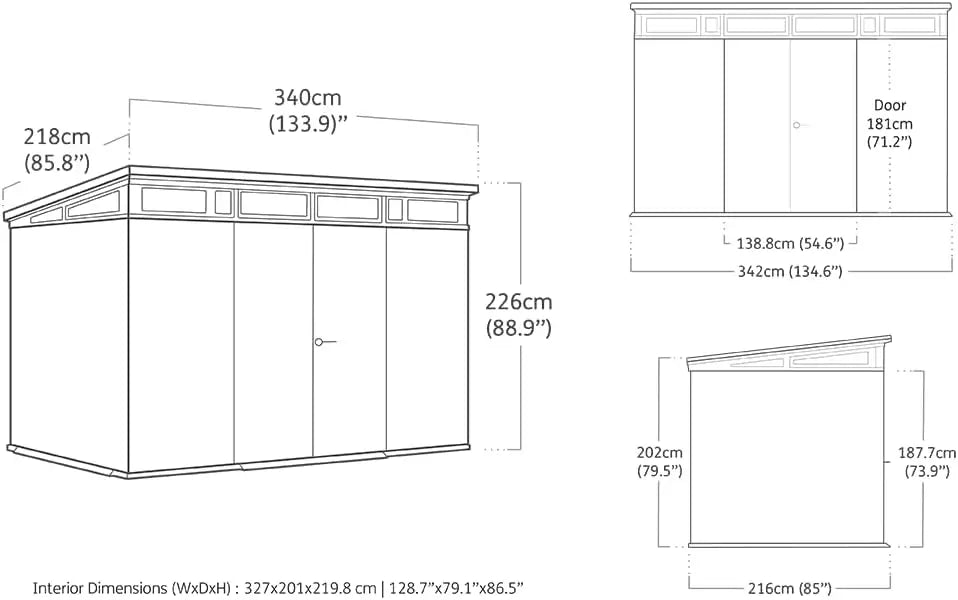 11x 7 Cortina Heavy Duty Plastic Pent Shed – Dark Grey - Image 3
