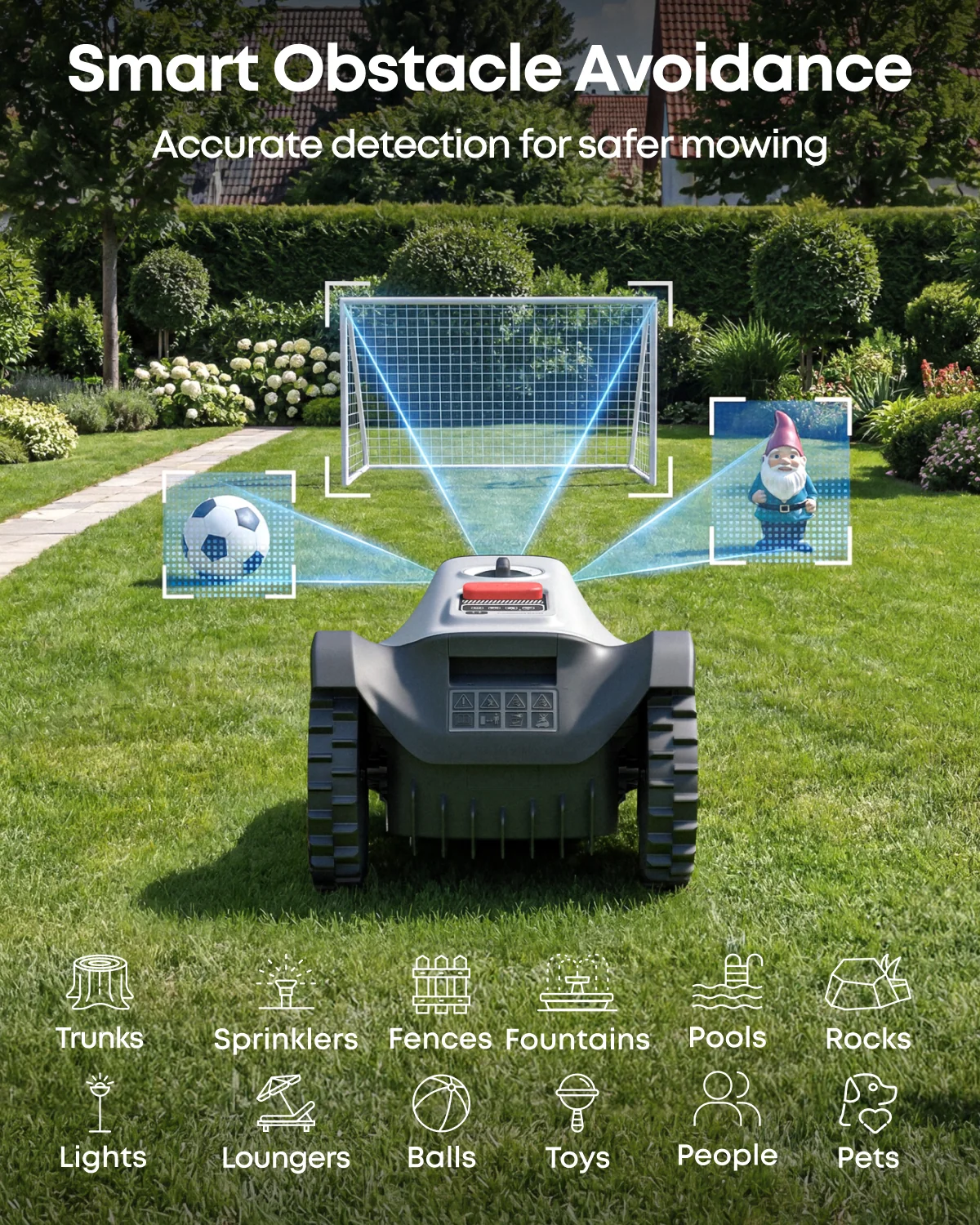 Wire-Free Robotic Lawn Mower for Gardens Up to 500m2 with AI Vision Navigation & 3D Obstacle Avoidance - Image 5